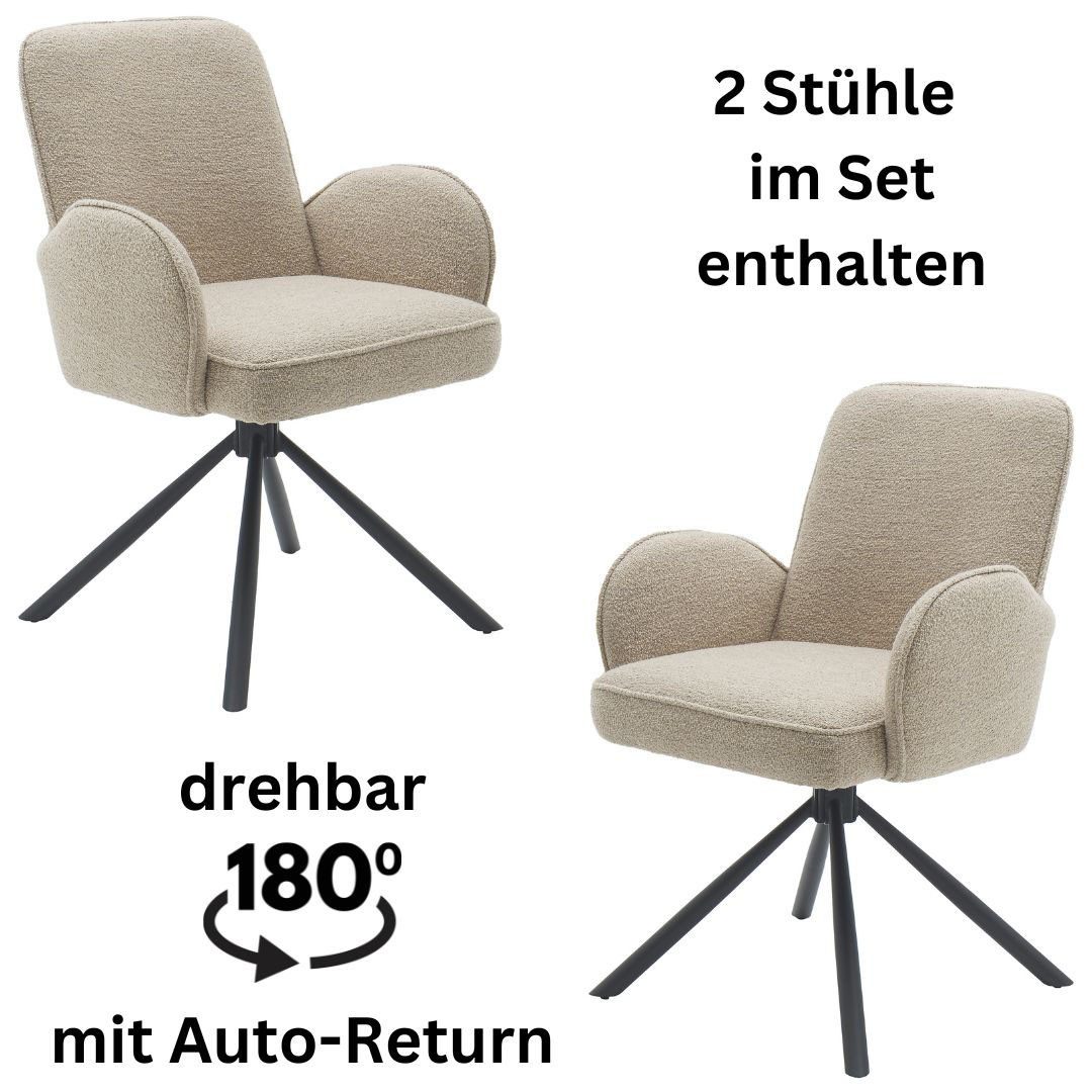 Stolkom Stoel met armleuningen MALIA 180 graden draaibaar met auto-return (set, 2 stuks)