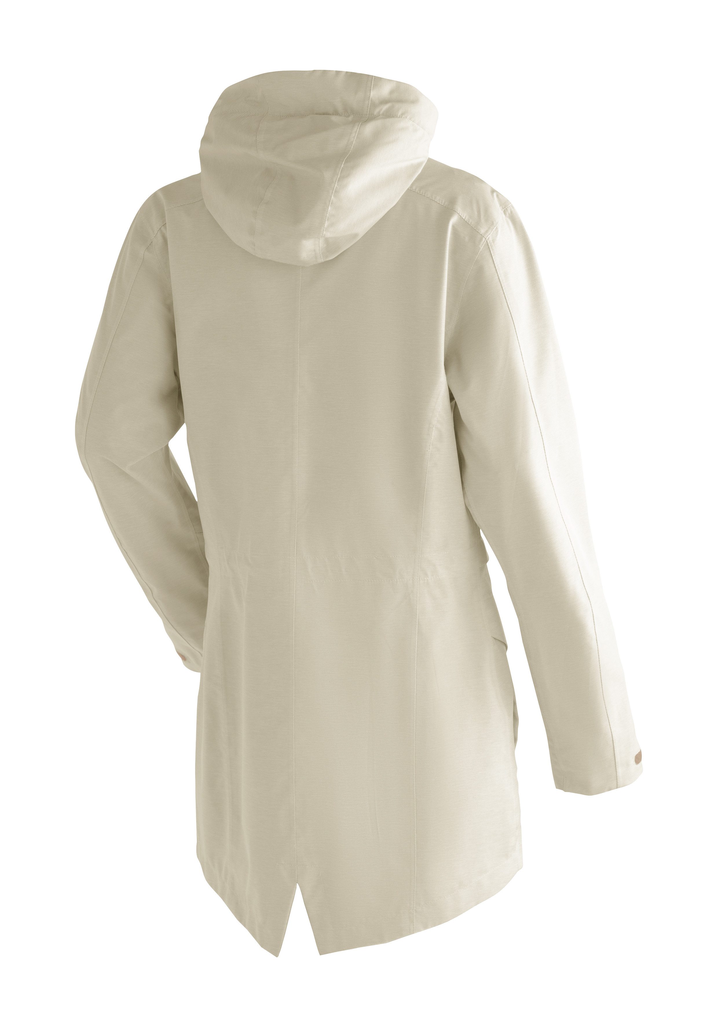 Maier Sports Outdoorjack Echaz Coat W lange dames wandeljas met capuchon, waterdichte mantel