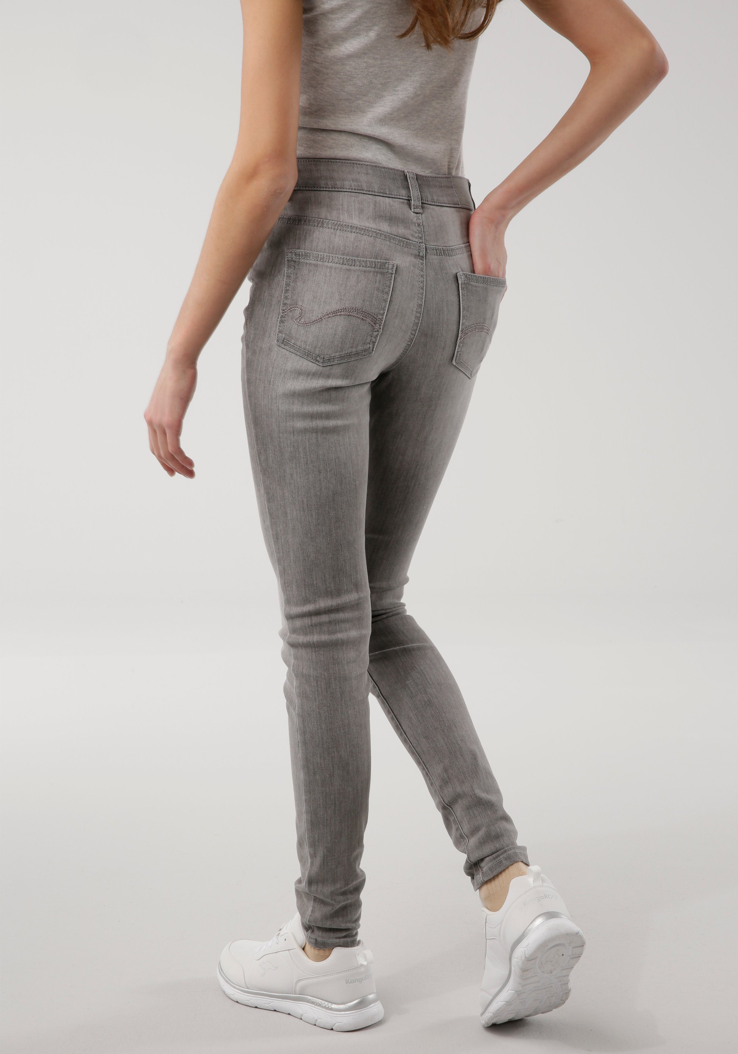 KangaROOS 5-pocket jeans SUPER SKINNY HIGH RISE enkel-lang, met used-look, hoge taille