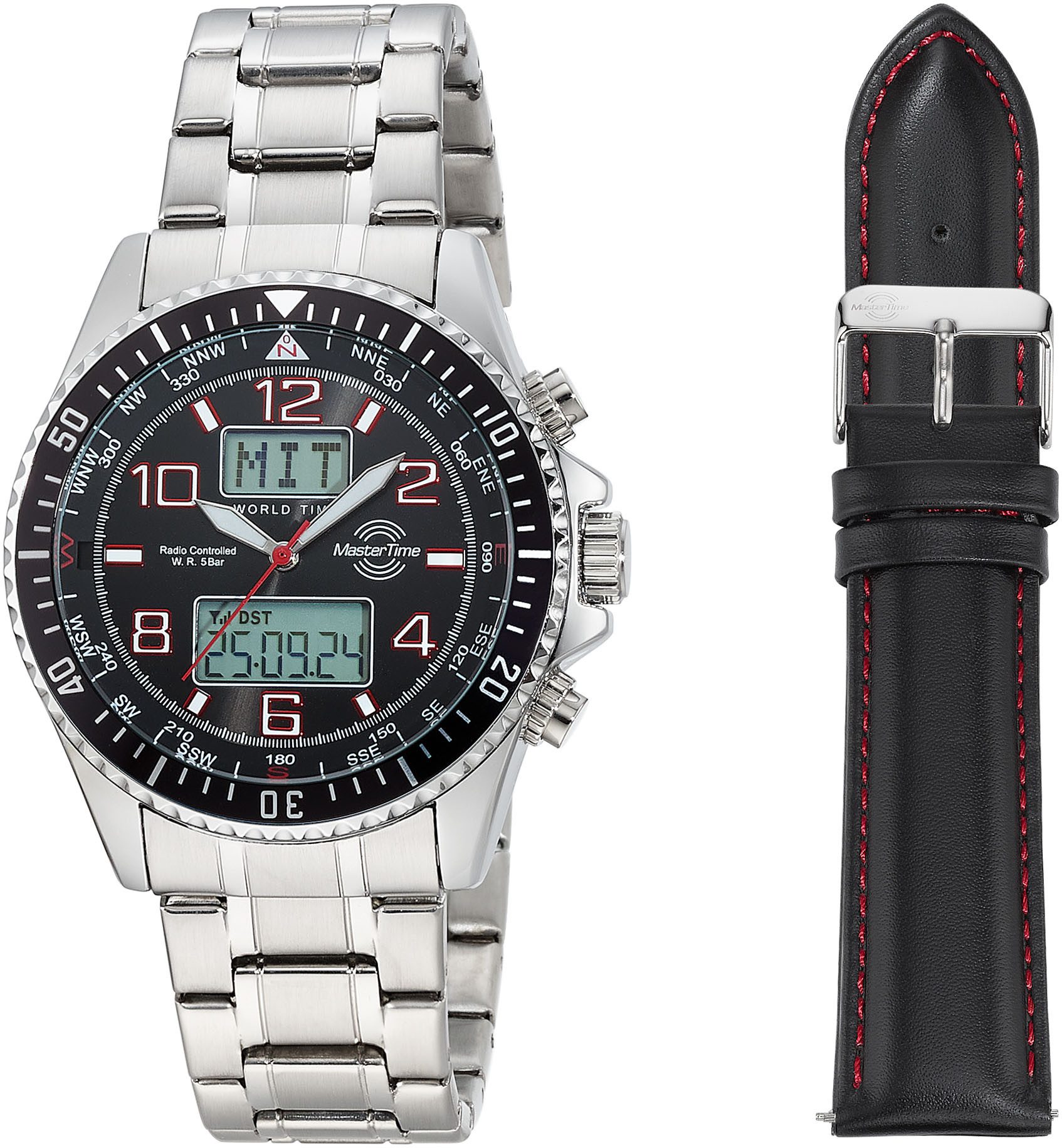 MASTER TIME Radiografische chronograaf Super Power Quartzhorloge, horloge, herrenuur, ook ideaal als cadeau (set, 2-delig, Met wisselband) heren