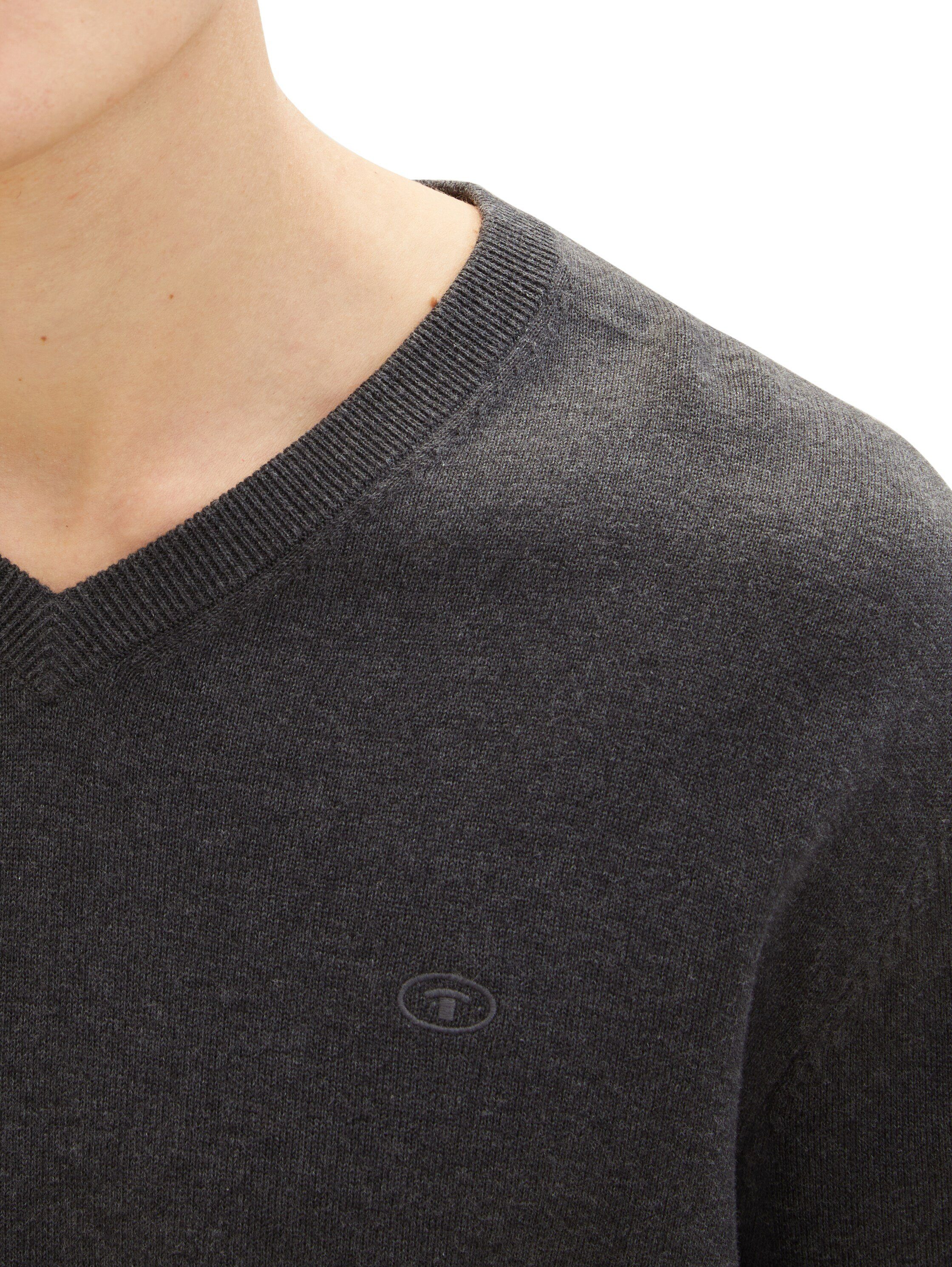 Tom Tailor Trui met V-hals met klein logoborduursel