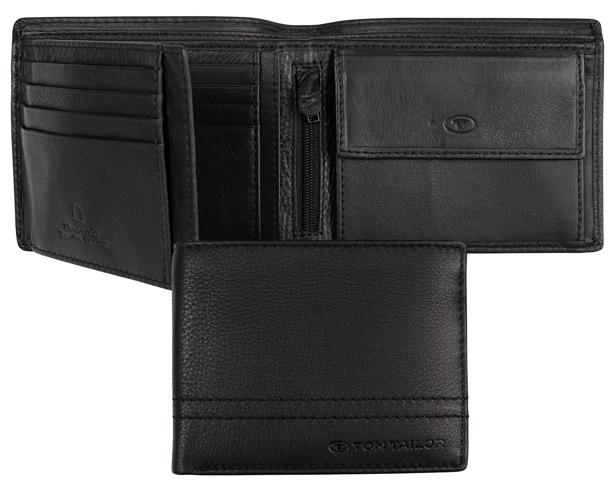 Tom Tailor Portemonnee Jerrie van stevig rundleer, multifunctioneel en met doorlopende decoratieve stiksels