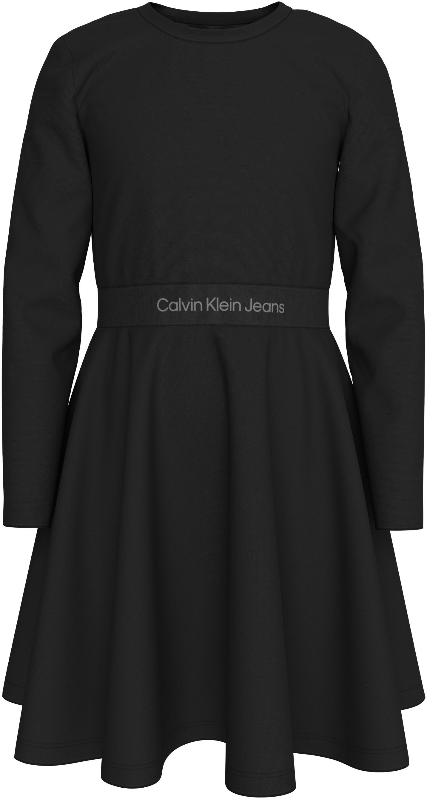 Calvin Klein Midi-jurk Ls Logo Tape Punto Dress voor kinderen tot 16 jaar en met logo-opdruk