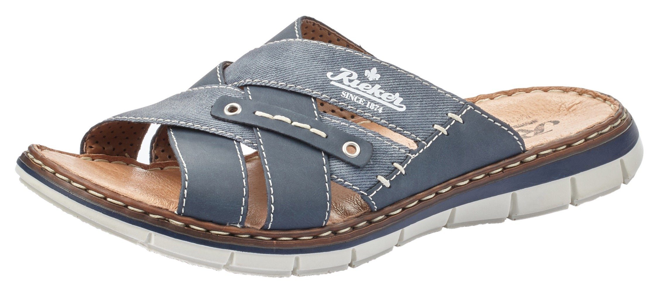 Rieker Slippers , zomerschoen, slippers, badschoen, met leren binnenzool