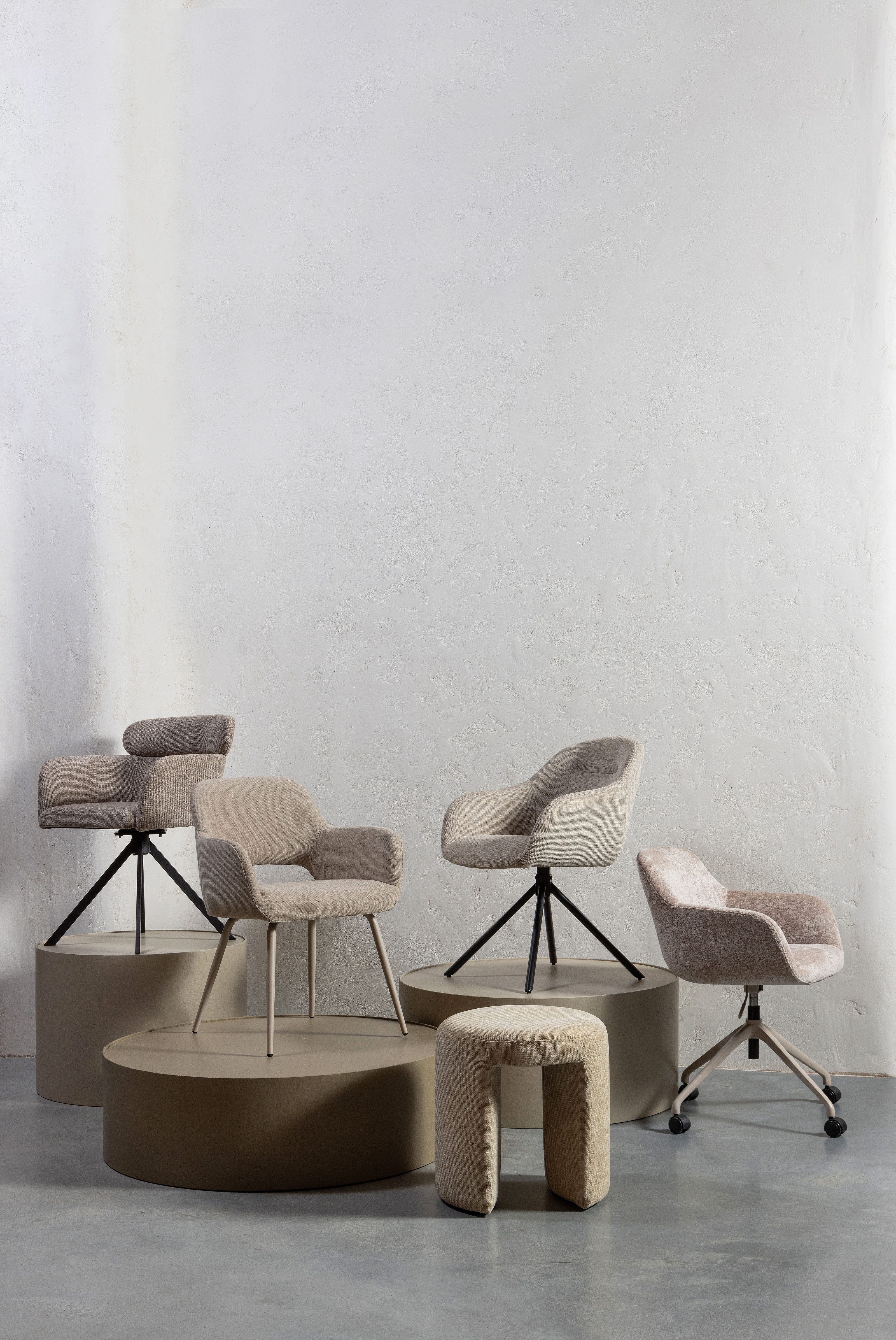 WOOOD Eetkamerstoel Fenne Gestoffeerde stoel met draaivoet, geweven stof, hoogte 80 cm (set, 2 stuks)