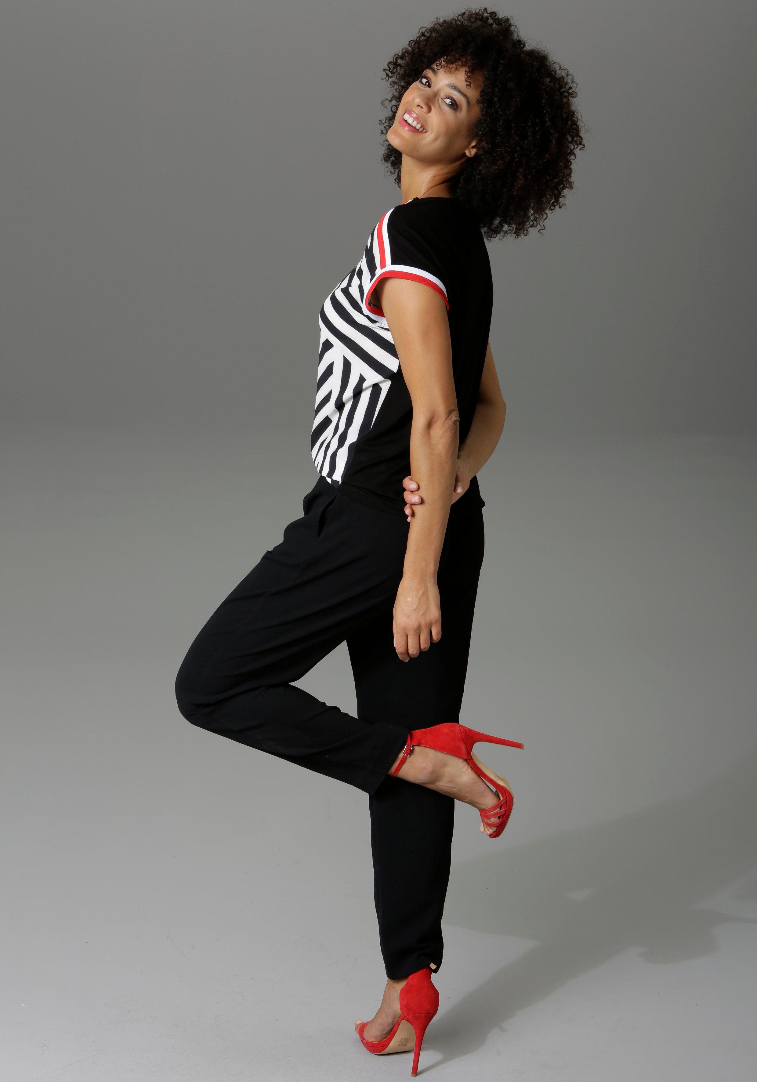 Aniston CASUAL T-shirt met gestreepte boorden