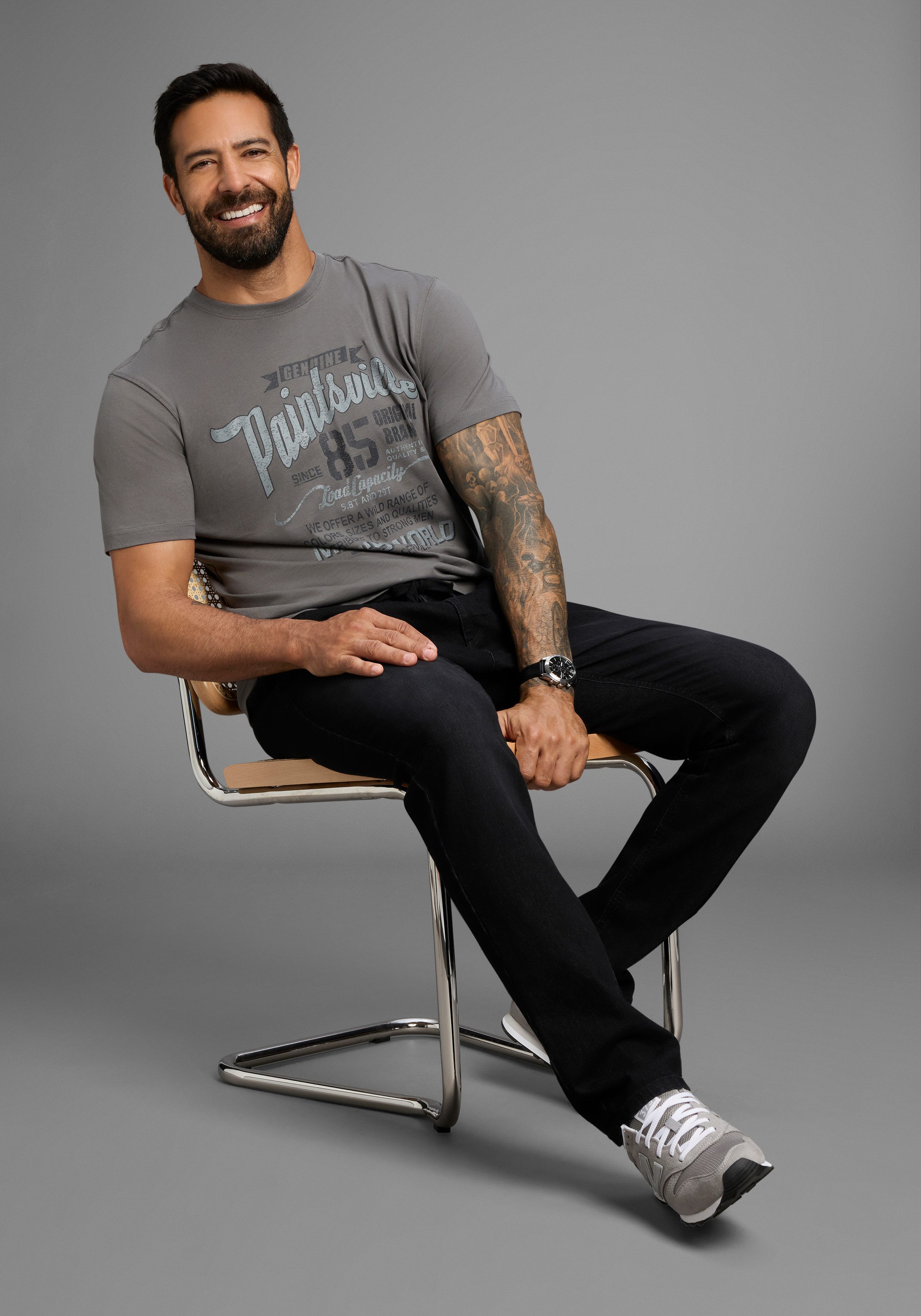 Man's World T-shirt Korte mouwen, met stijlvolle print, ronde hals, van katoen