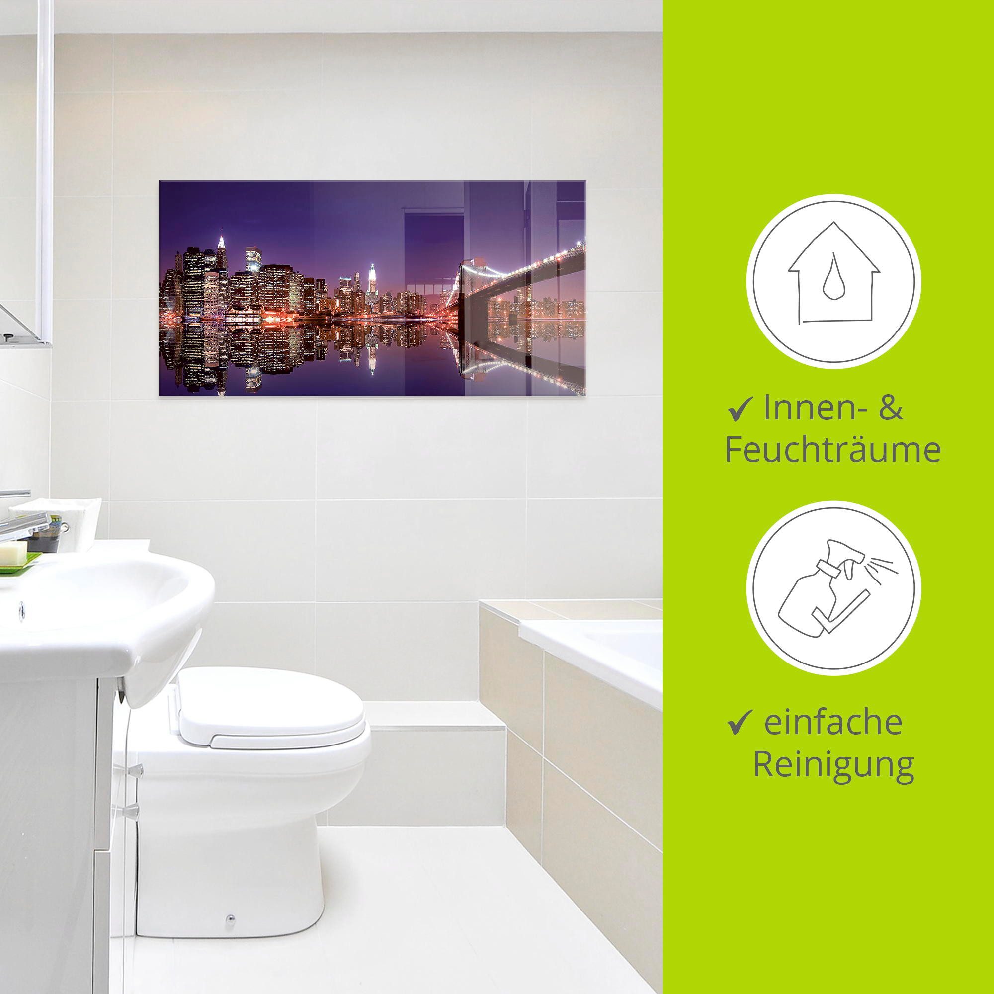 Artland Print op glas New York skyline in verschillende maten