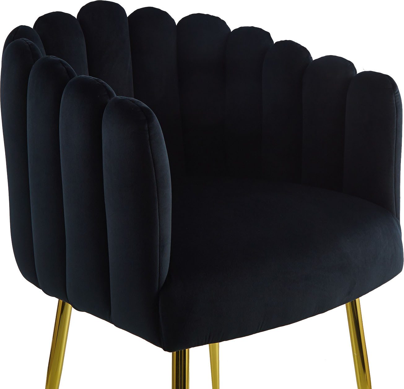 Kayoom Stoel Muna 125, BESTSELLER! opvallende rug-/armleuning in schelpvorm opvallende gevlochten rugleuning, fluwelen bekleding, goudkleurige poten (1 stuk)