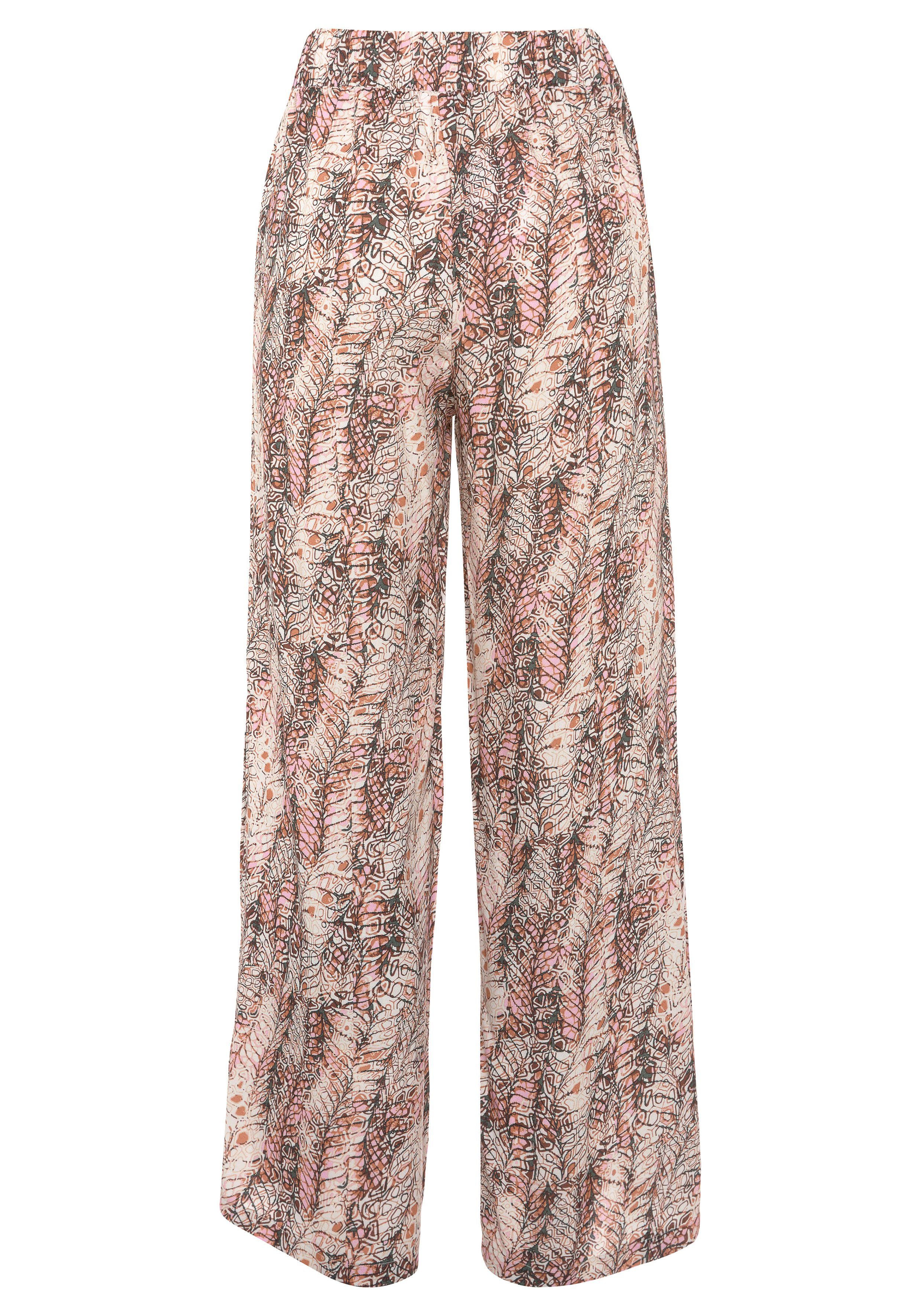 Buffalo Palazzobroek met all-over print, zijslits, losse pasvorm, zomershort (Met een bindceintuur)