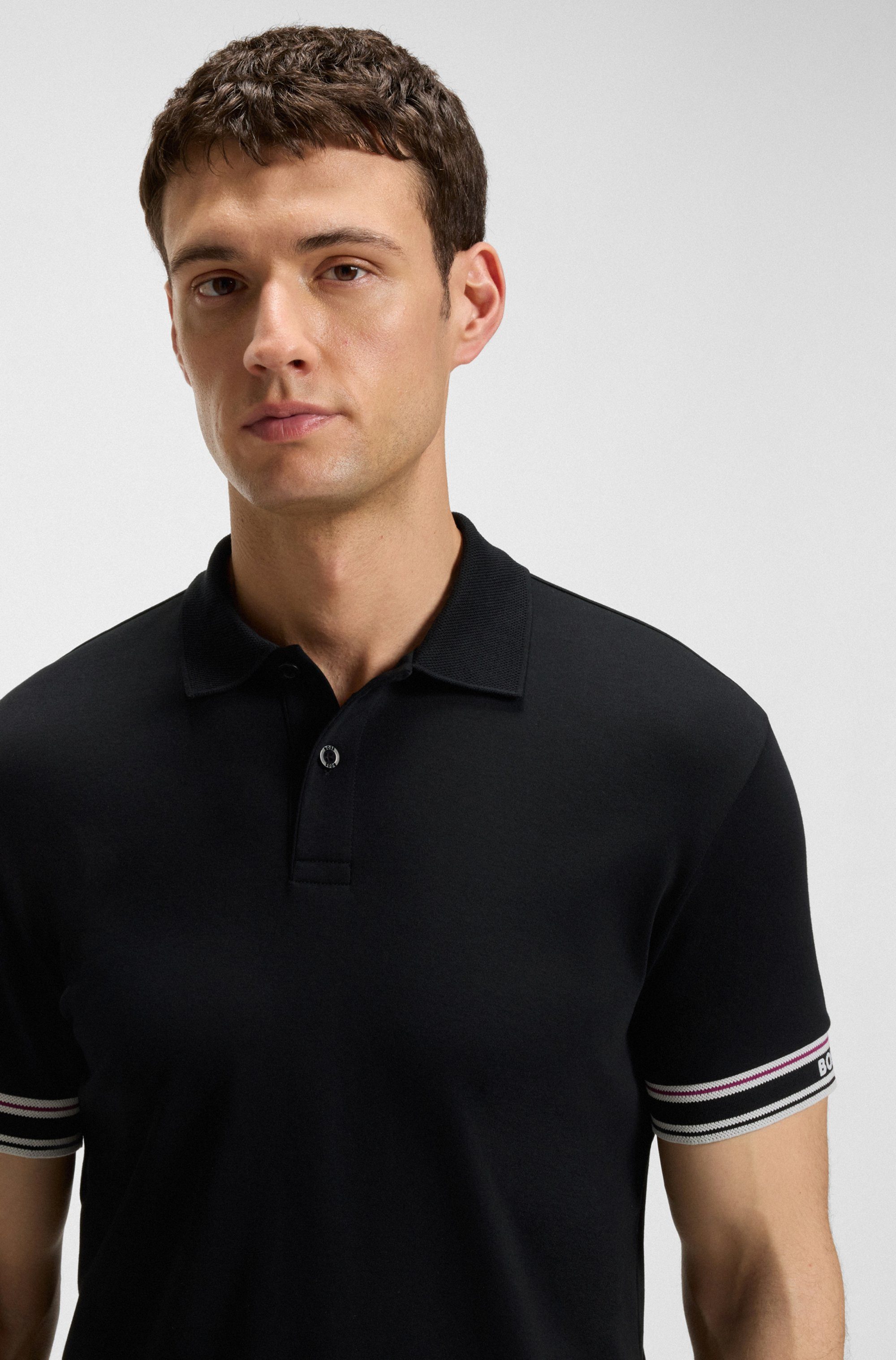 BOSS GREEN Poloshirt Polo Zone met piqué-strepen en een logo op de mouw