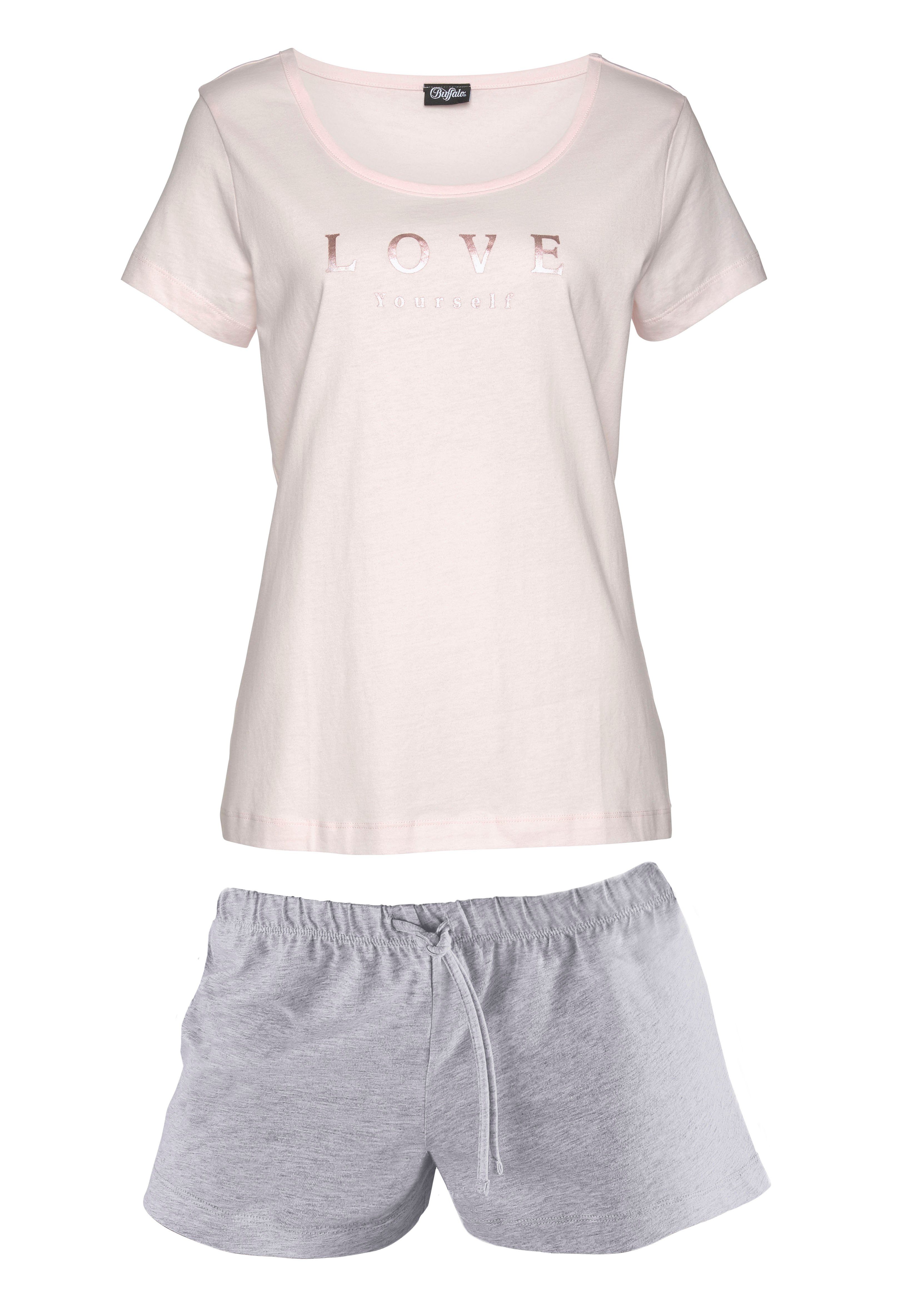 Buffalo Shortama met statement-print (2-delig, 1 stuk)