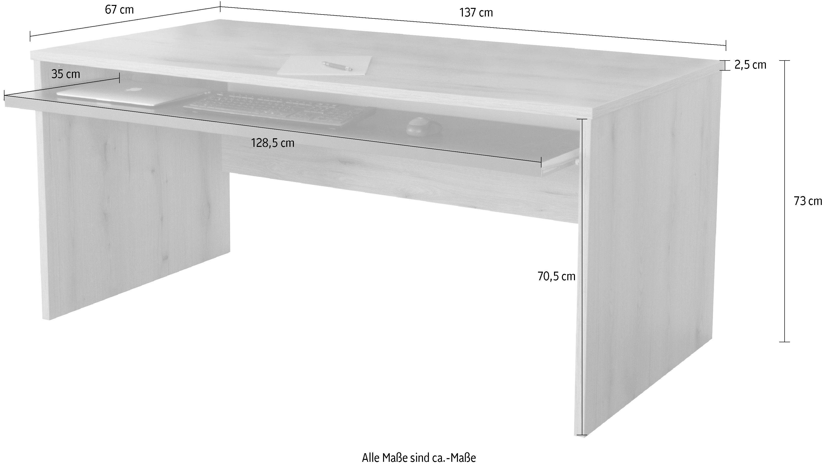 VOGL Möbelfabrik Bureau Barrie met 2-kleurige toetsenbordlade in 2 breedtes, 2,5 cm tafelbladdikte, made in germany