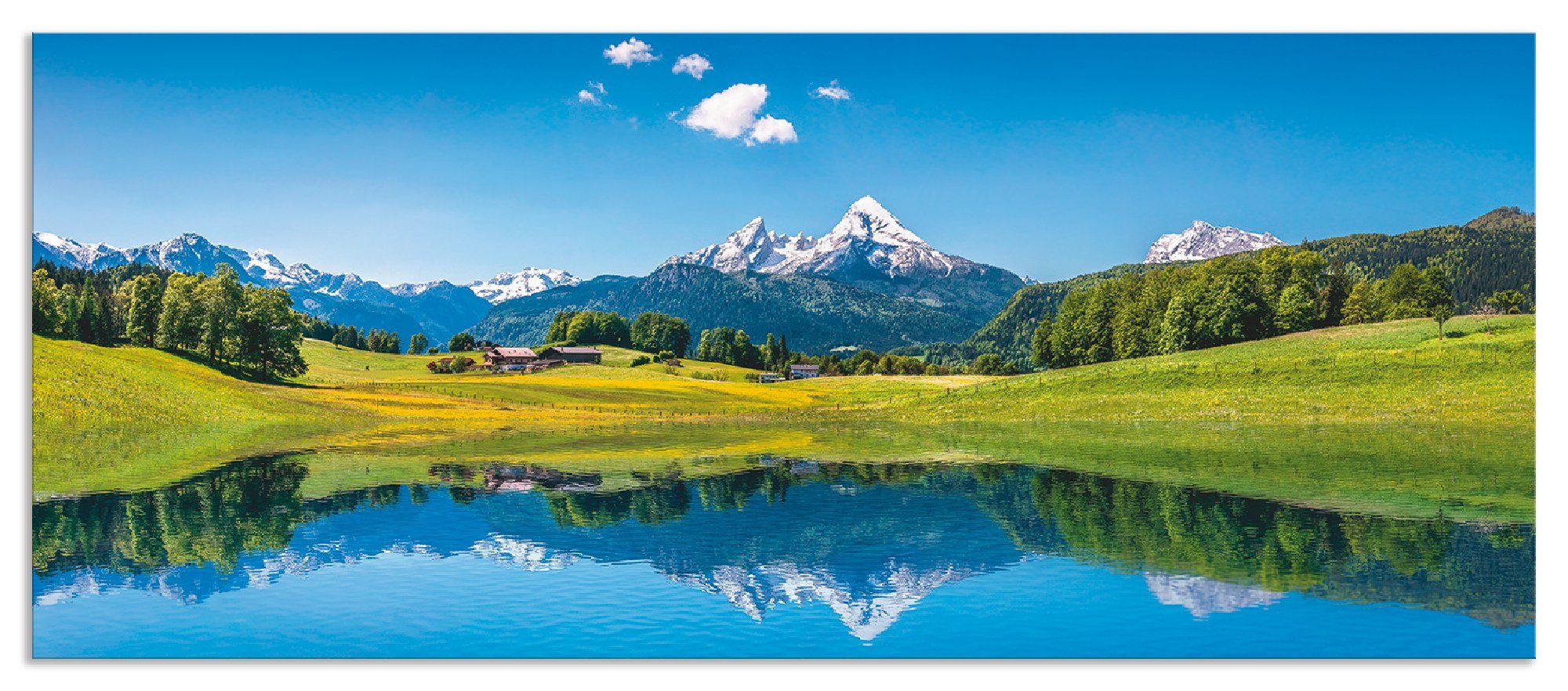 Artland Keukenwand Landschap in de Alpen Aluminium spatscherm met plakband, gemakkelijke montage keukenwanden maat 120 cm x 50 cm blauw