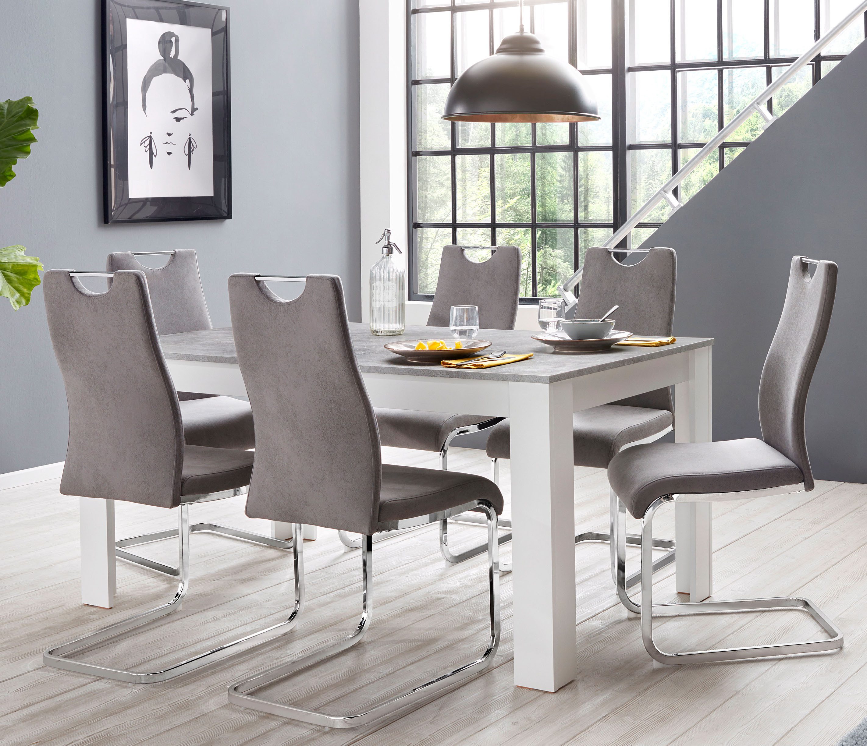 Home affaire Eethoek Milano 4 stoelen en 1 tafel (set, 5-delig)