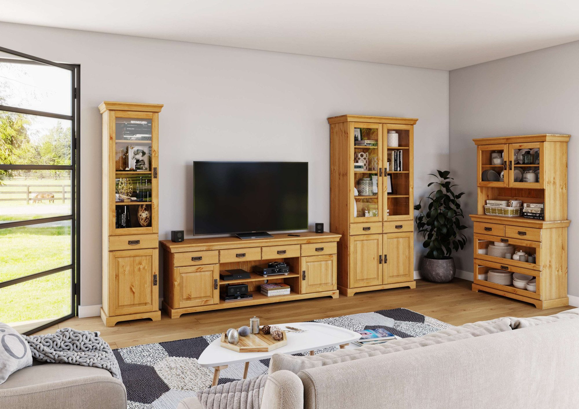 Home affaire Buffetkast Rügen gecertificeerd massief hout, hoogte 168 cm, in landhuisstijl