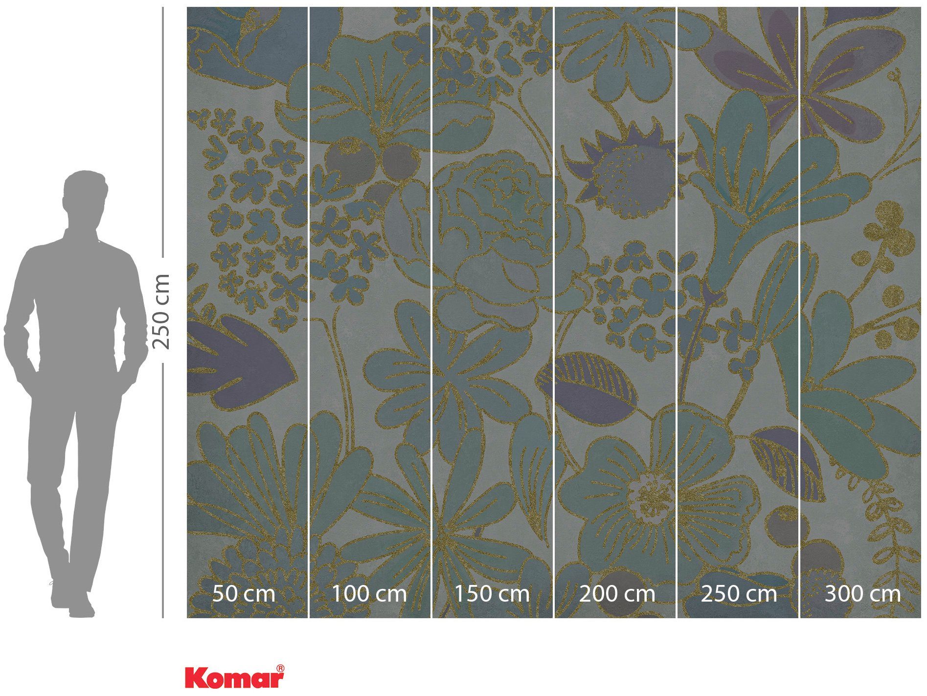 Komar Vliesbehang Digitale print vlies - Groovy Bloom - Afmeting 300 x 250 cm (1 stuk)