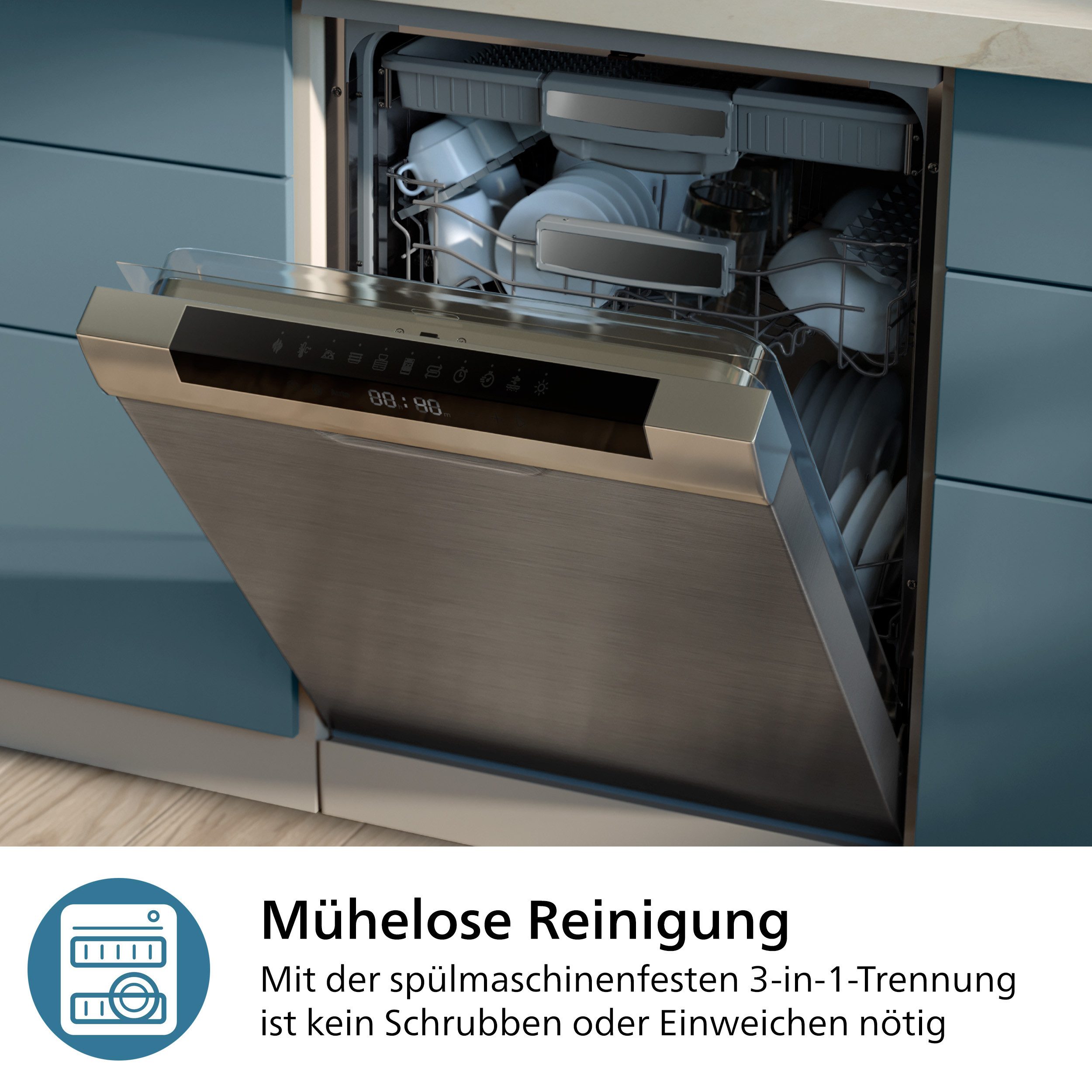Philips Frituurinzet HD9916/00, 3-voudige mandverdeler Airfryer accessoire compatibel met philips airfryer combi 7000 series, vaatwasmachinebestendig