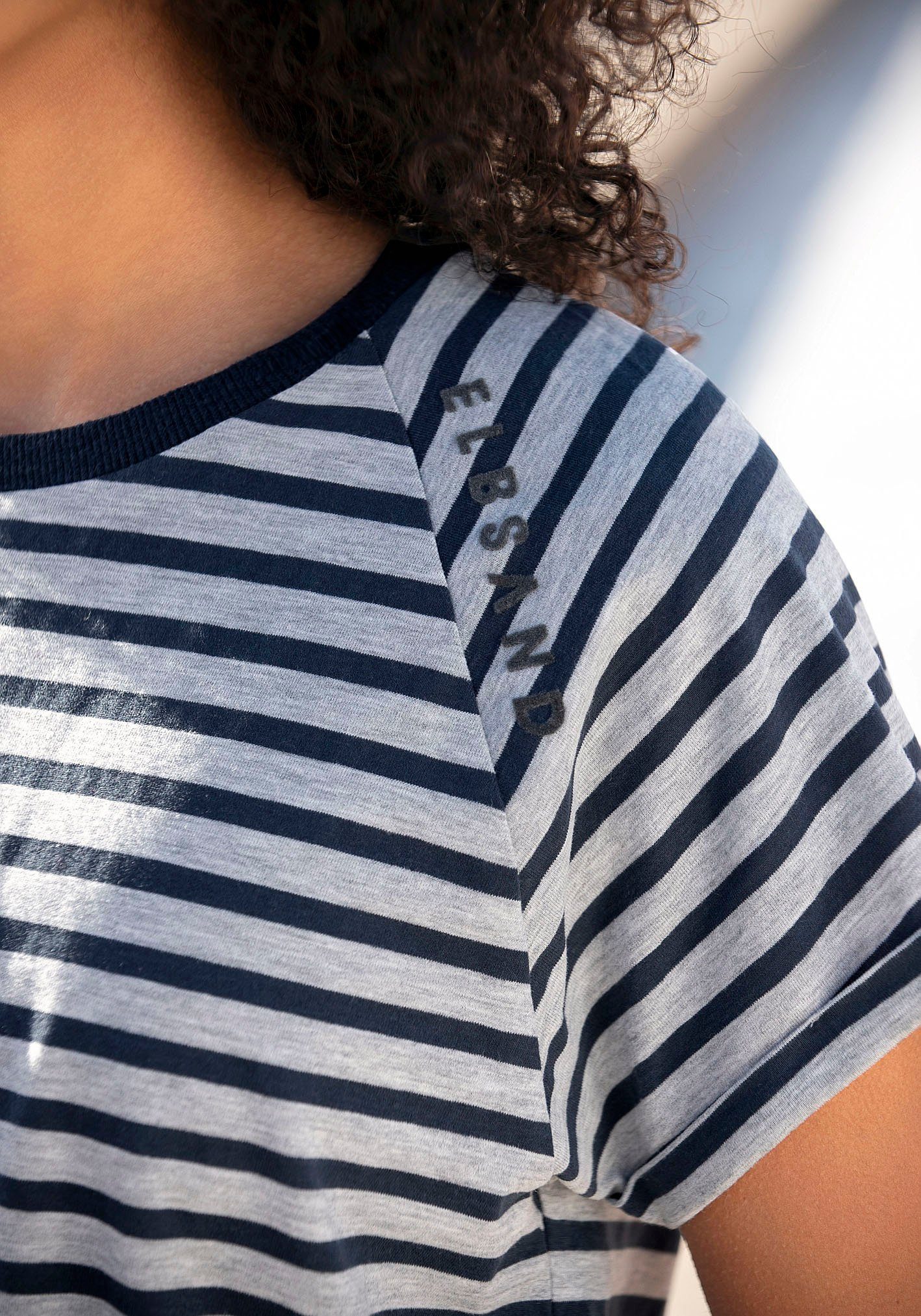Elbsand Shirt met korte mouwen Caira met strepen, t-shirt van katoenmix, sportief en comfortabel