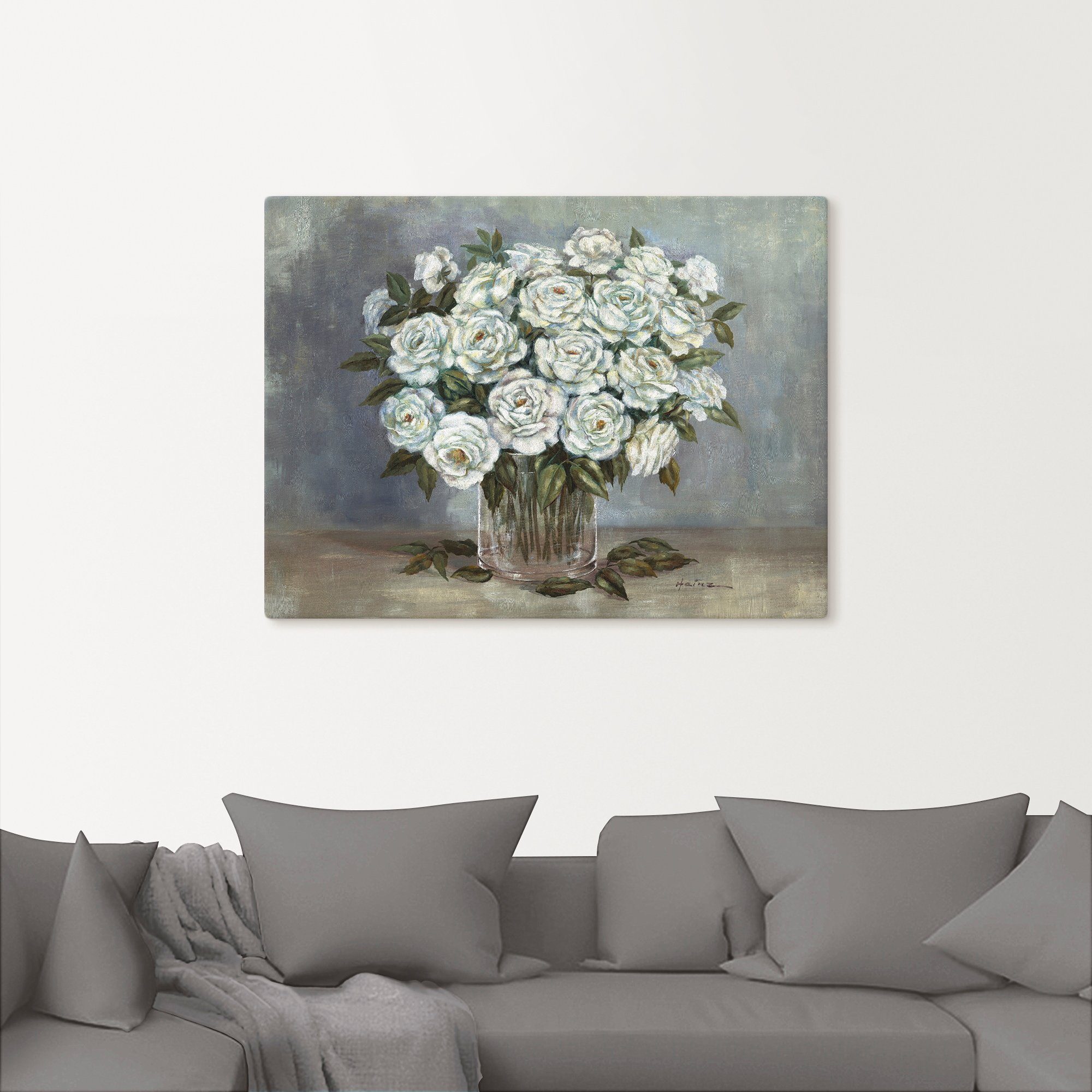 Artland Artprint Witte rozen als artprint op linnen, poster in verschillende formaten maten