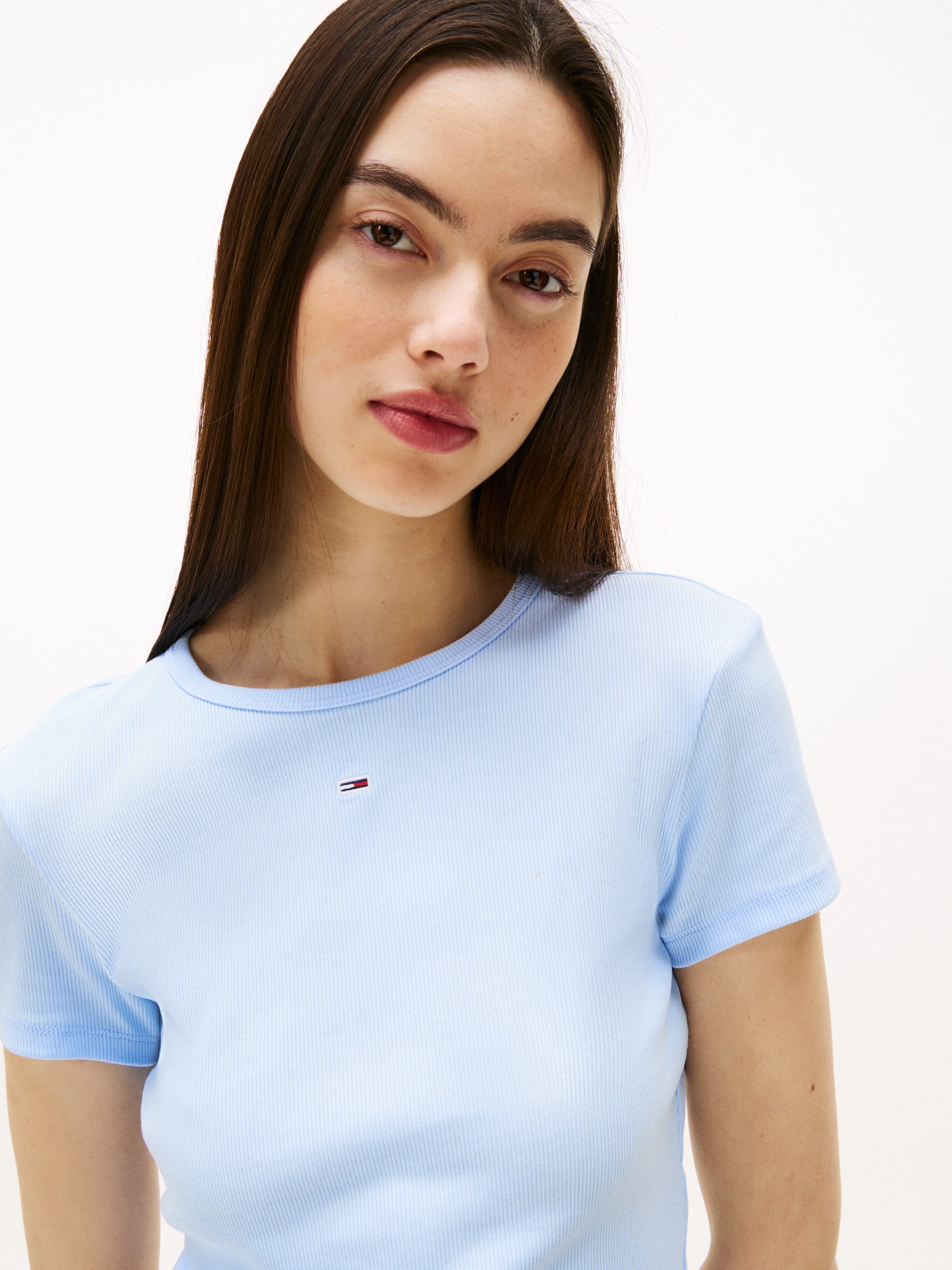 TOMMY JEANS Shirt met korte mouwen TJW SLIM ESSENTIAL RIB SS EXT
