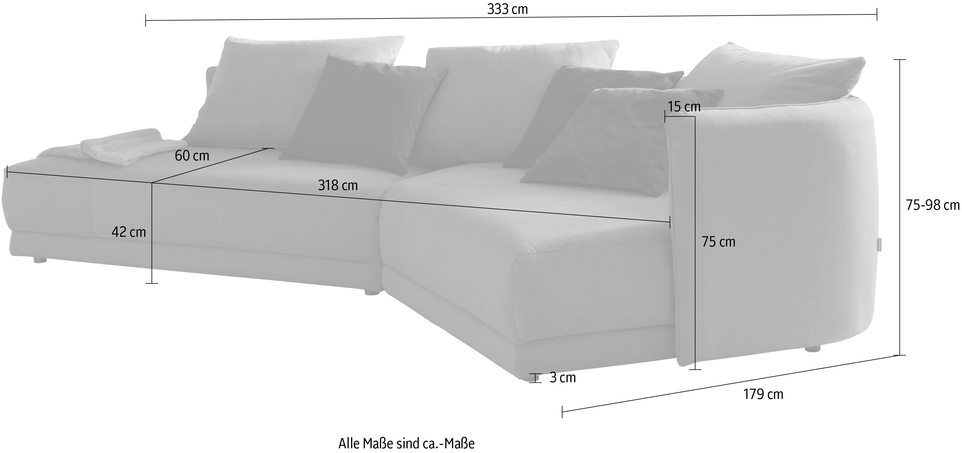 designwerk Hoekbank New York L-Form, anmutendes Designsofa met moderne ronding in het ontwerp