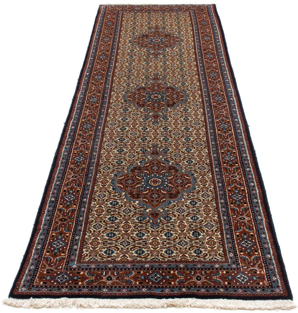 morgenland Hoogpolige loper Moud medaillon beige 295 x 81 cm Uniek exemplaar met certificaat