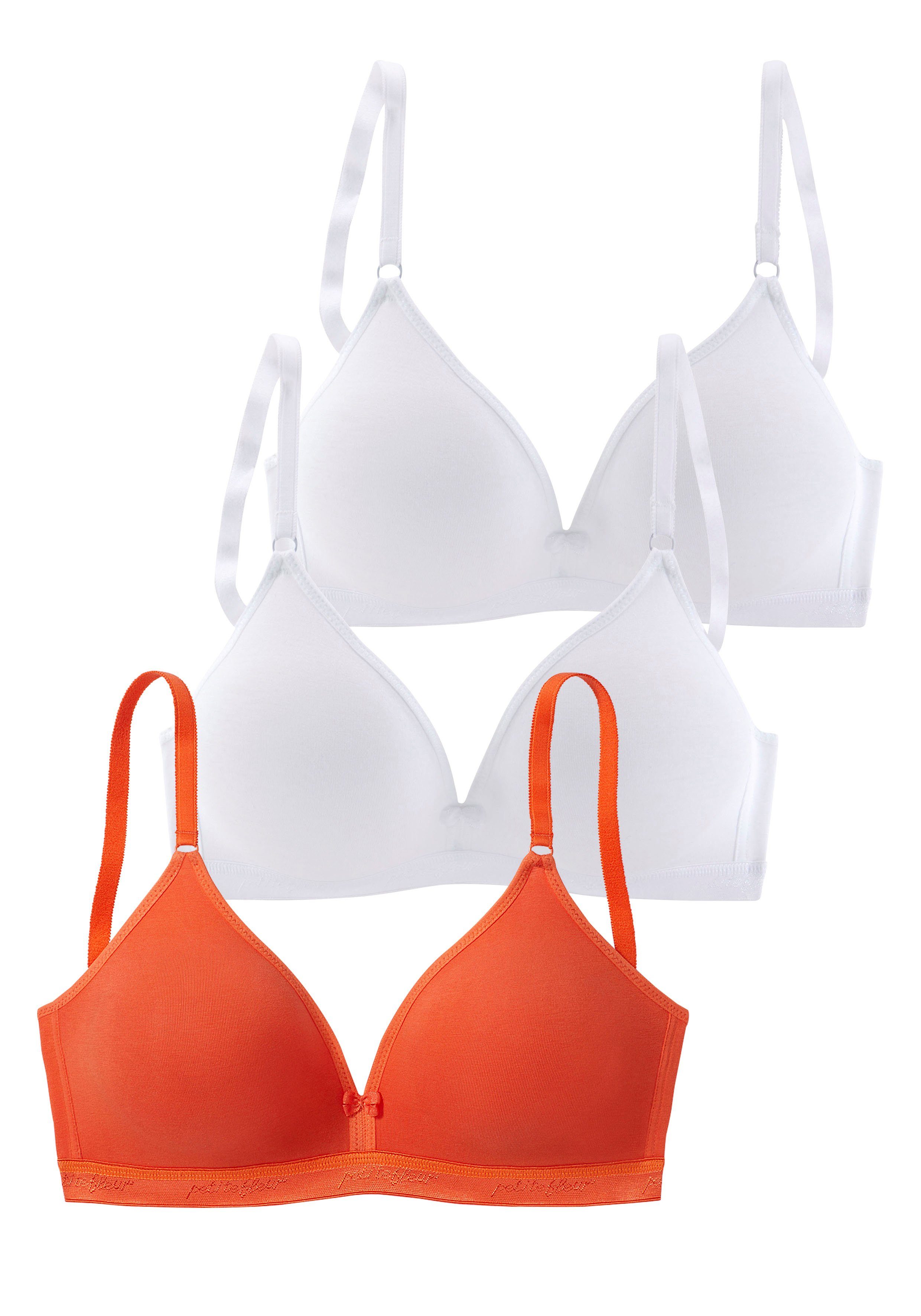 Petite fleur Bralette-bh zonder beugels, driehoeksvorm (Set van 3)