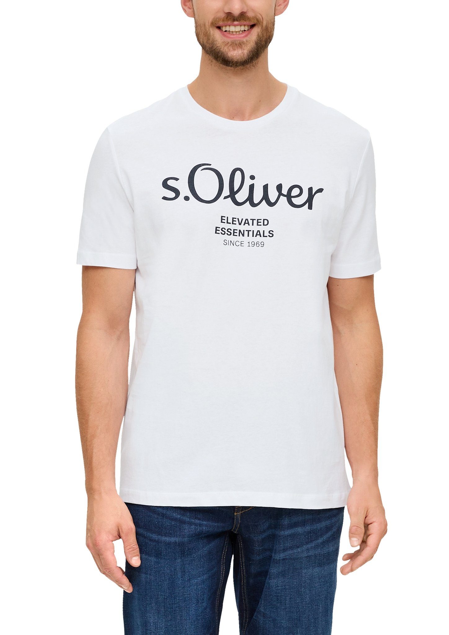 S.Oliver regular fit T-shirt met printopdruk wit