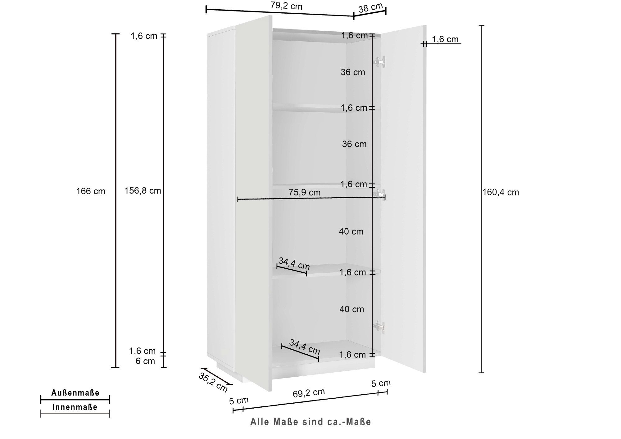 INOSIGN Archiefkast Essential, Multifunctionele kast, Bureaukast met 2 deuren & verstelbare legplanken, hoogte 86 of 166 cm, made in italy