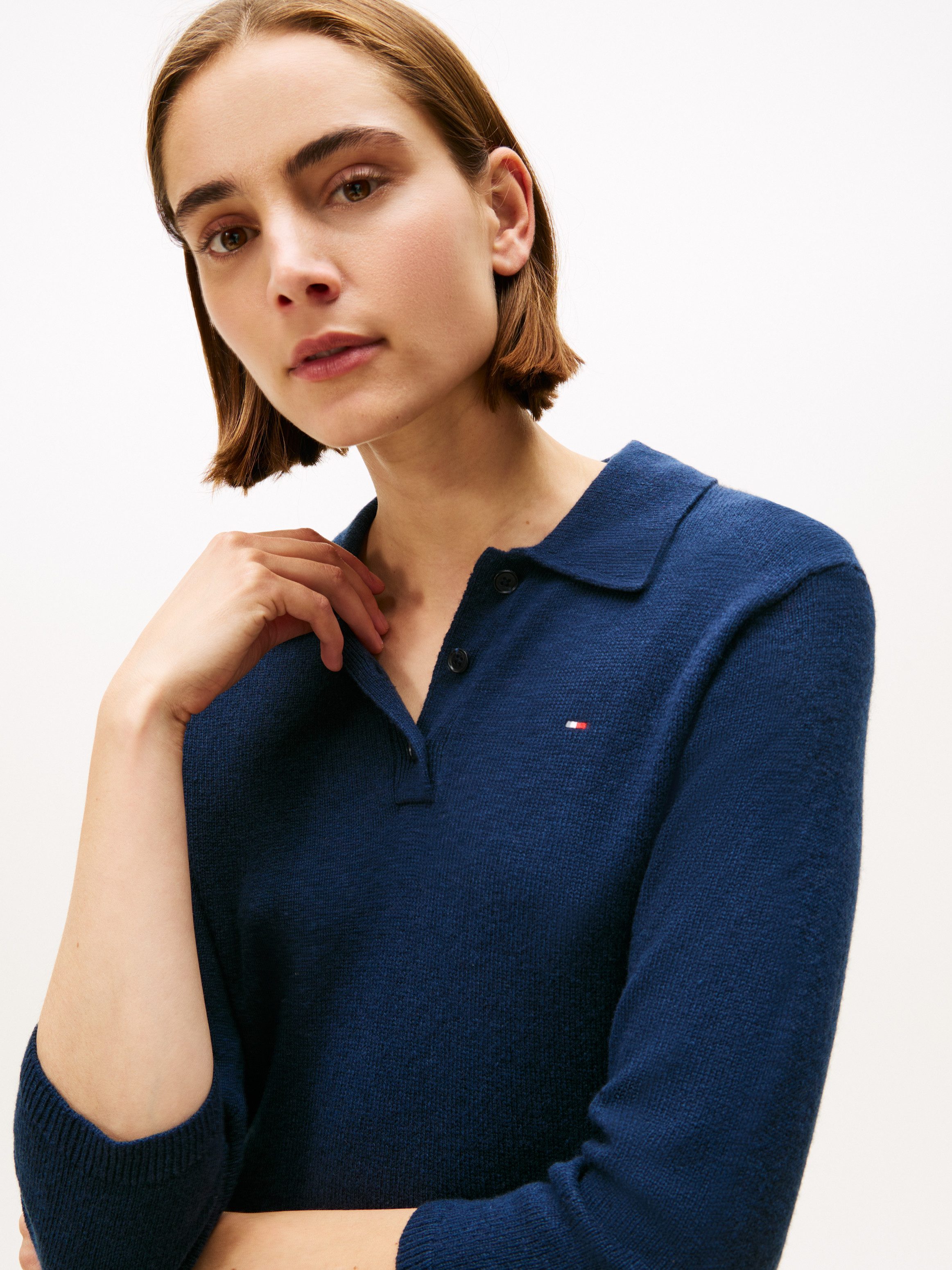 Tommy Hilfiger Gebreide jurk SOFT WOOL HALF SL F&F POLO DRESS