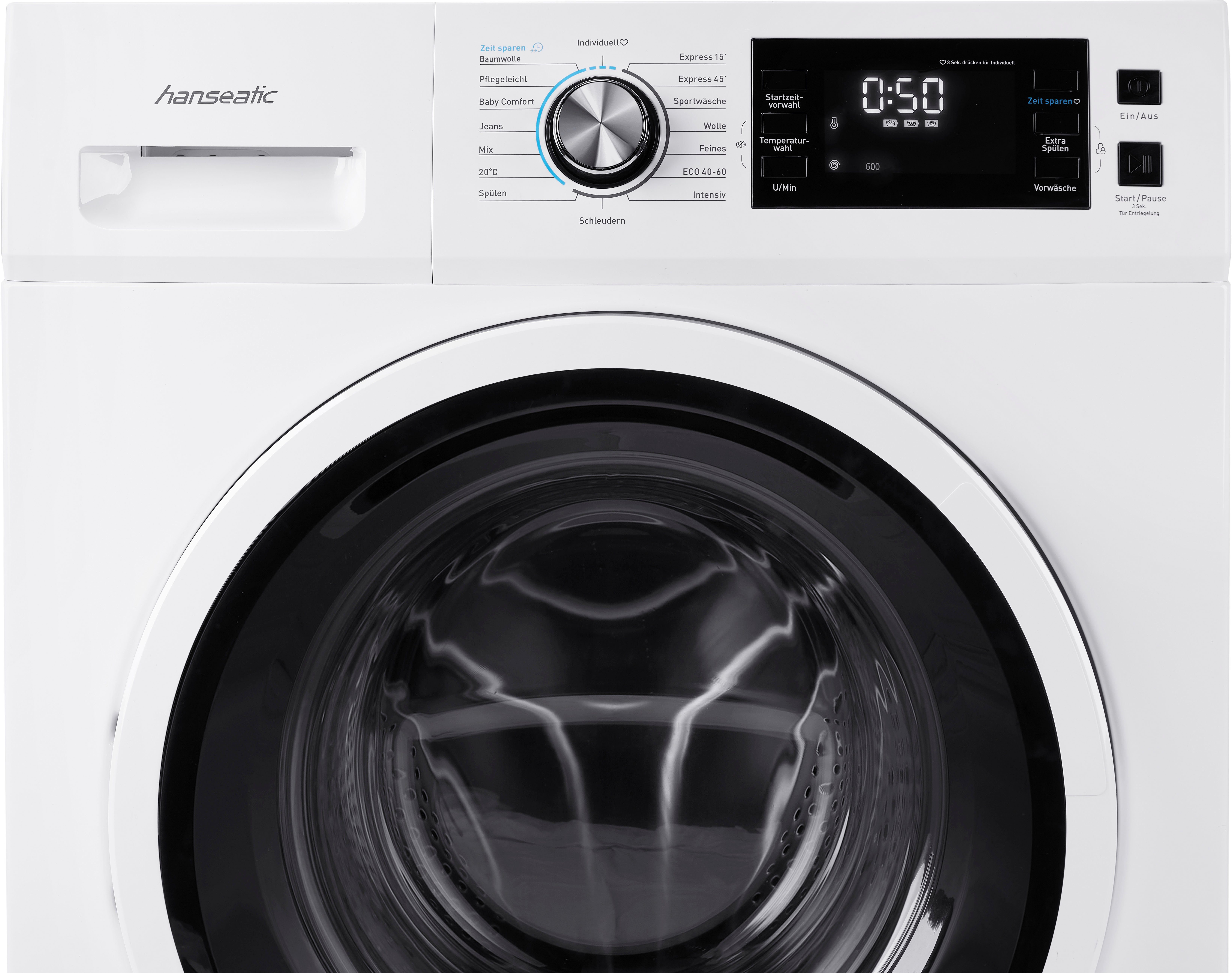 Hanseatic Wasmachine HWMB714C, Voorprogrammeren starttijd, herlaadfunctie