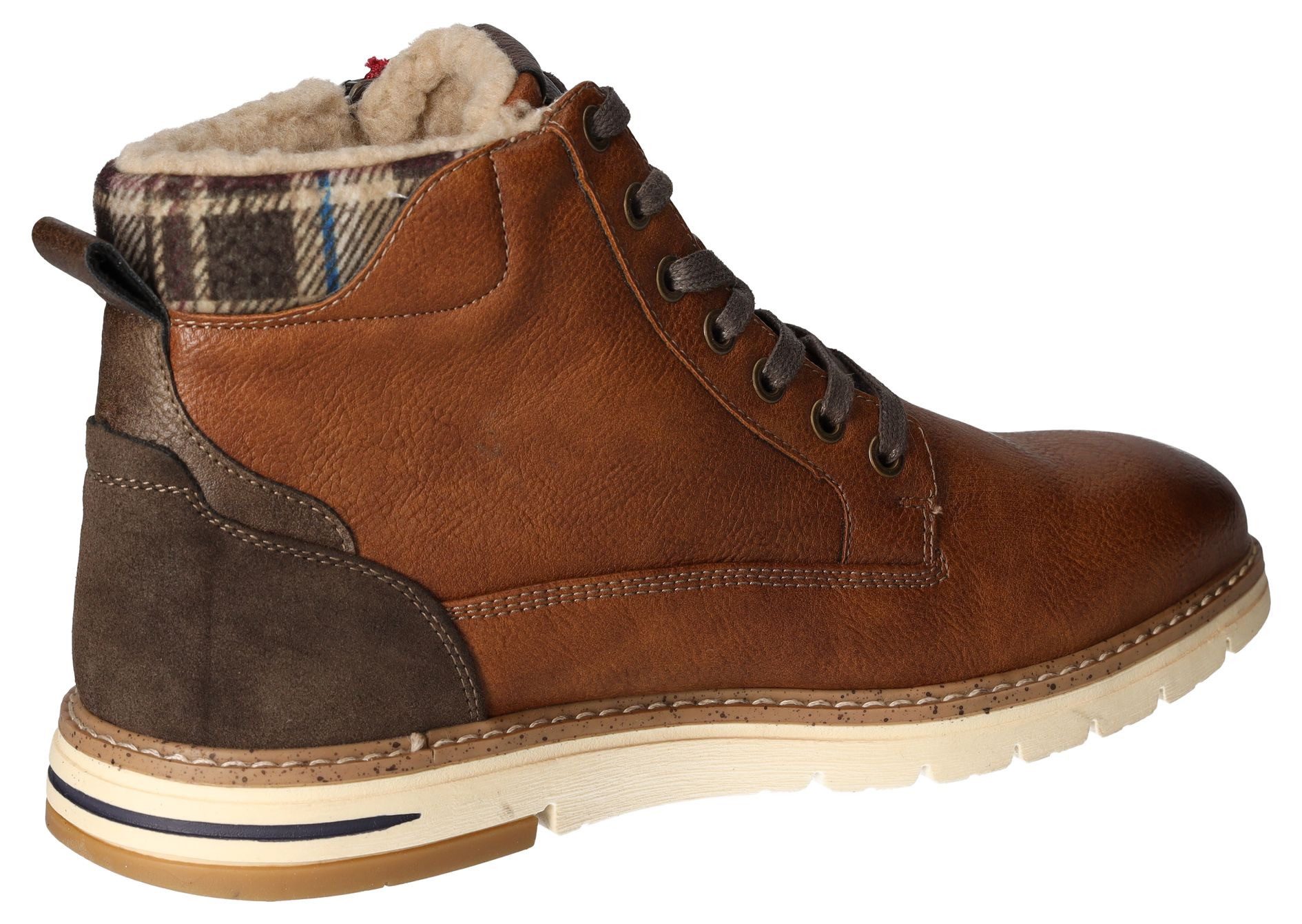 Mustang Shoes Winterlaarzen , veterschoenen, casual enkellaars met geruite inzet aan de schacht