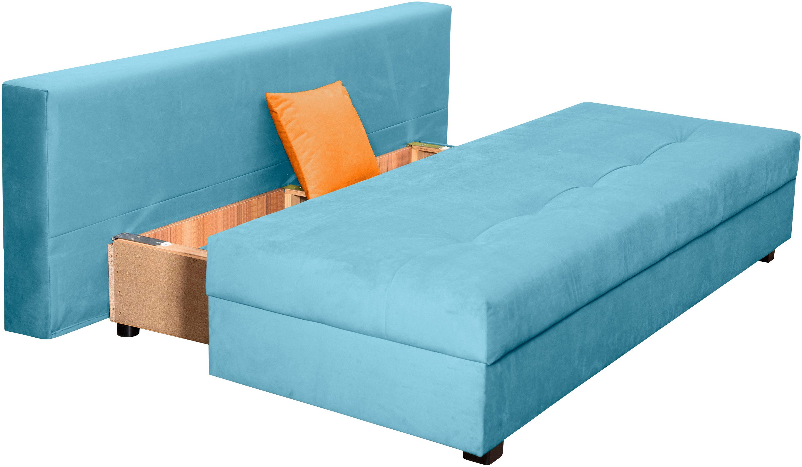 COLLECTION AB Slaapbank DARIA inclusief slaapfunctie en bedlade Slaapbank, bedfunctie, bedlade, inclusief rugkussens, veerkern
