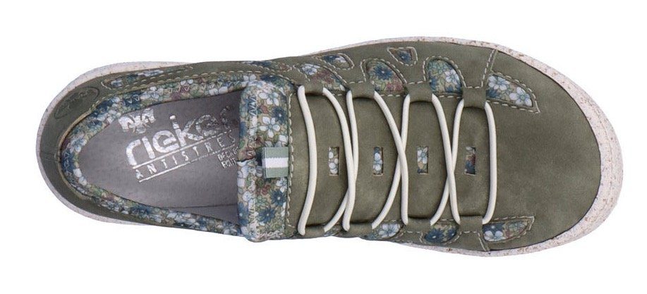 Rieker Slip-on sneakers Slipper, instapschoen, vrijetijdsschoen met bloemenprint