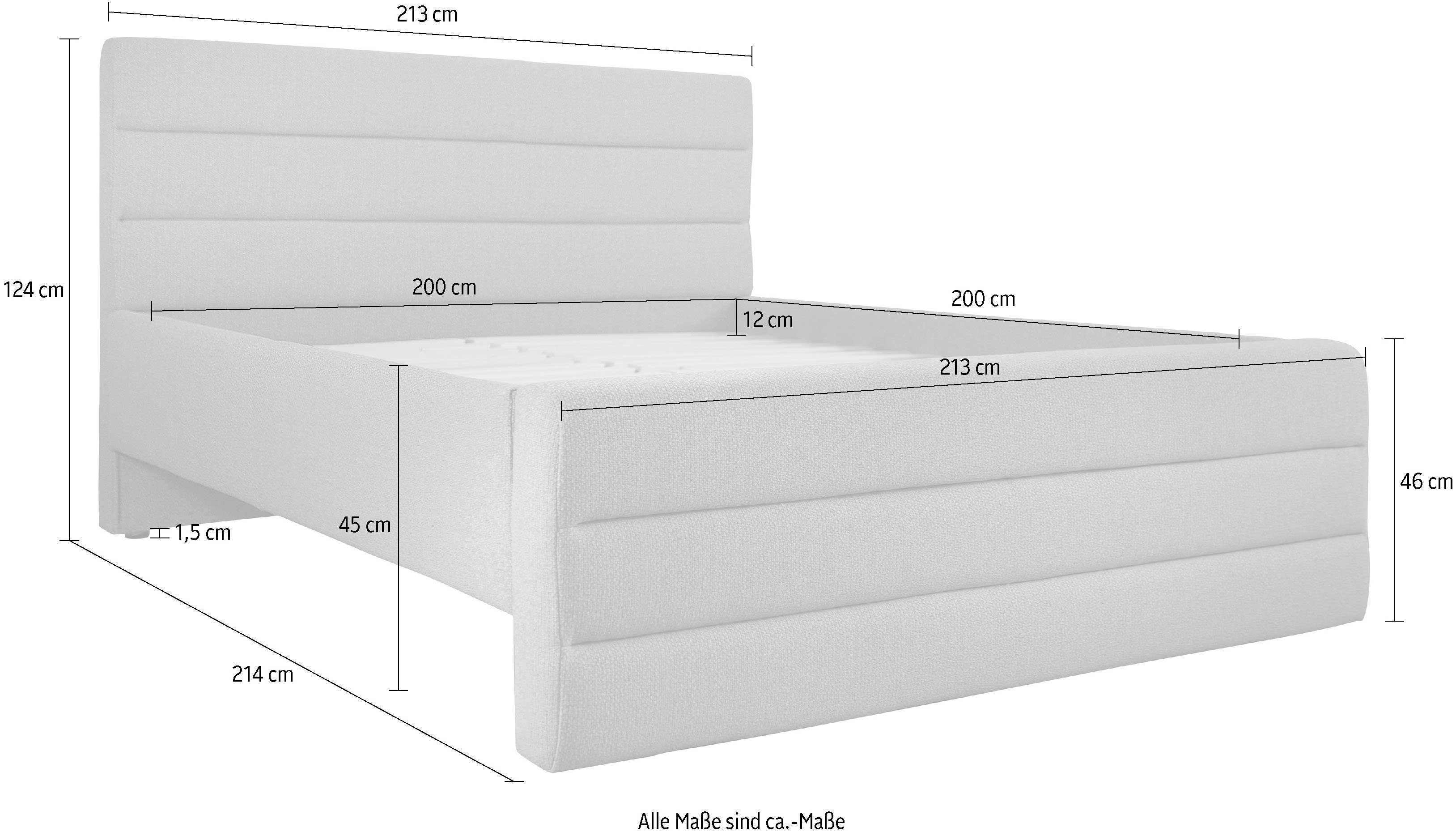 OTTO products Gestoffeerd bed Merrit Dwarsnaad in het hoofd- en voetbord, in 5 breedten, ook in 220 cm lang