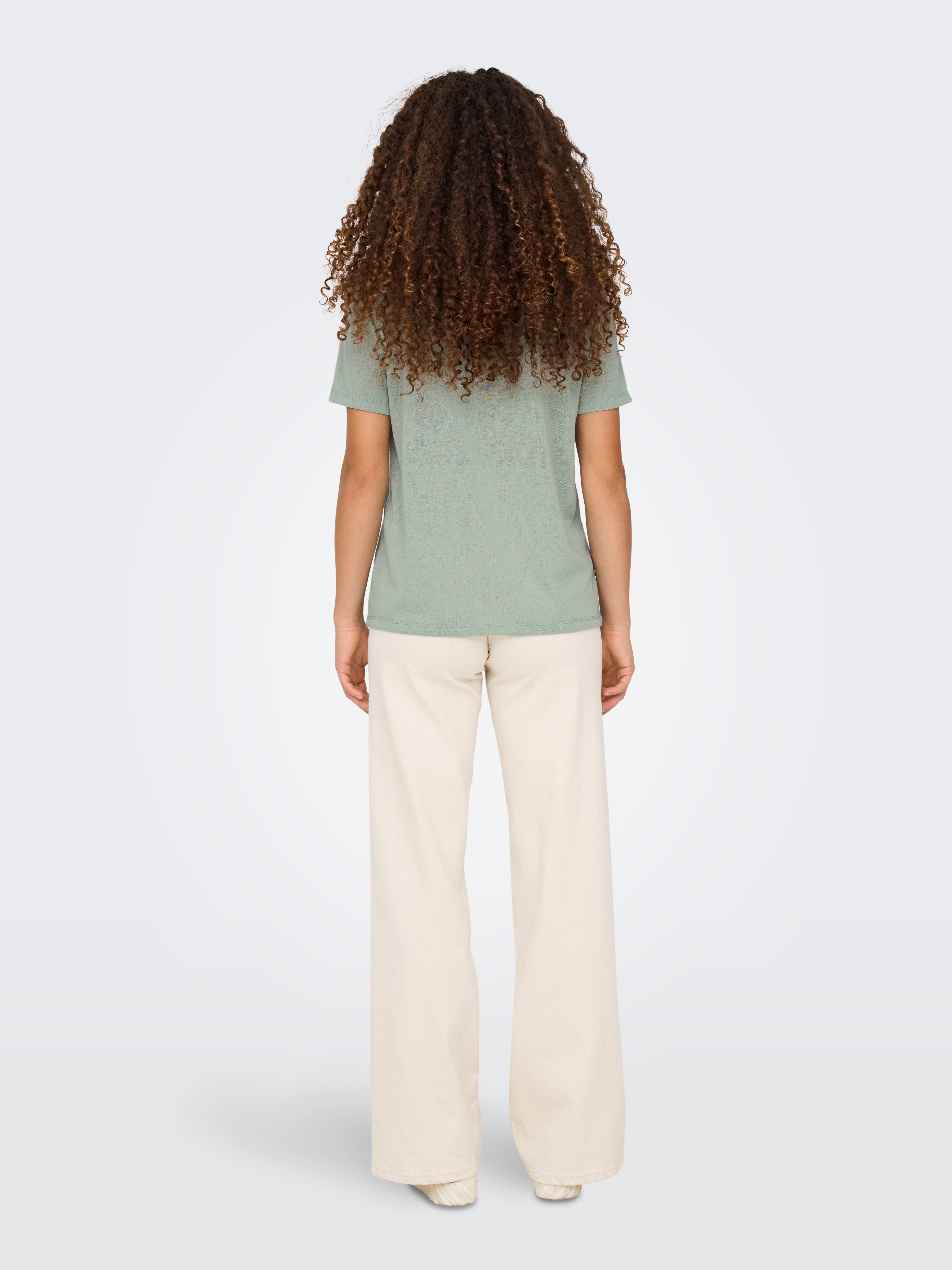Only Shirt met V-hals ONLZOLA LIFE S/S V-NECK LACE TOP JRS