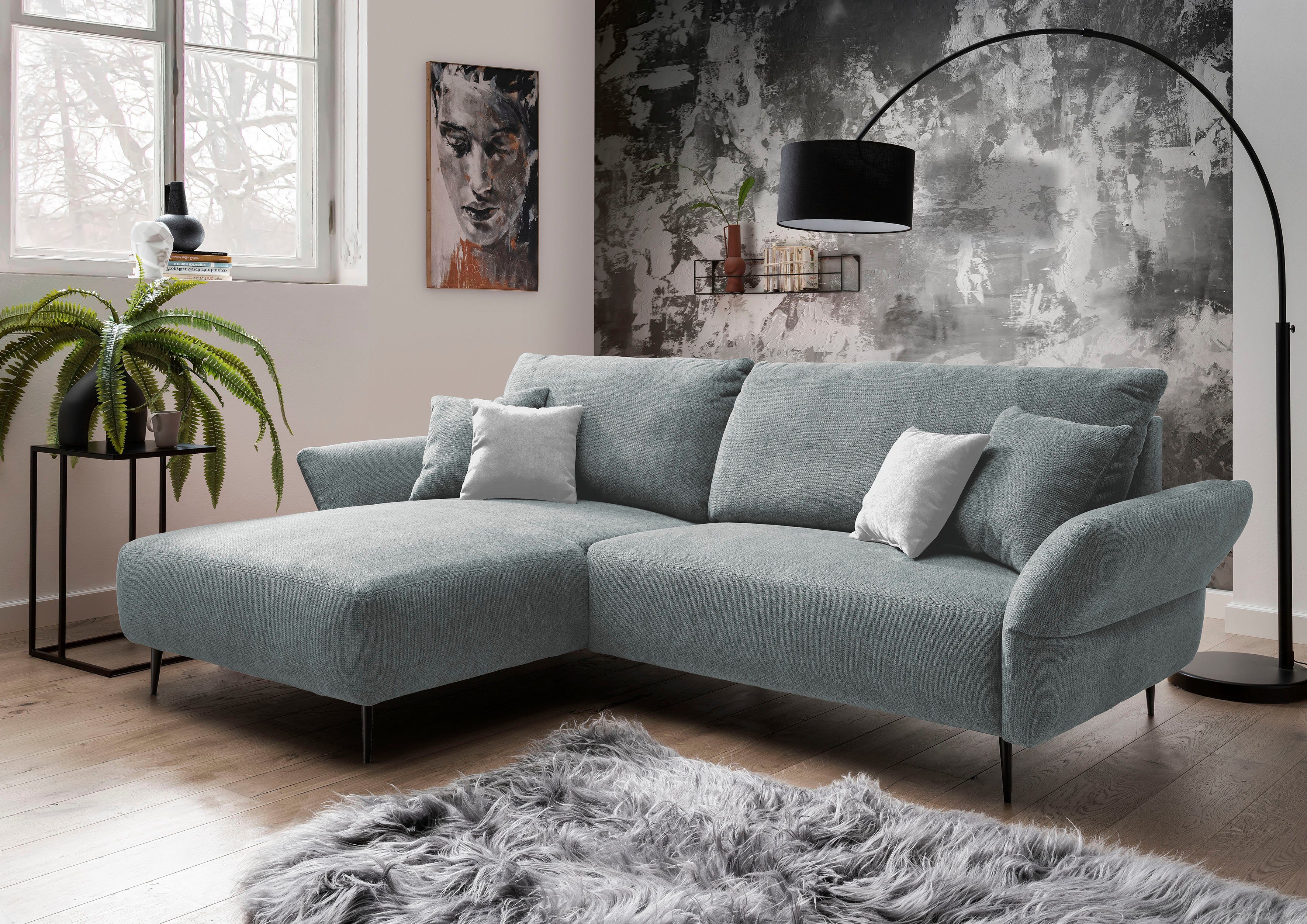 INOSIGN Hoekbank Amarena L-vorm blauw, hoekbanken, Recamiere links
