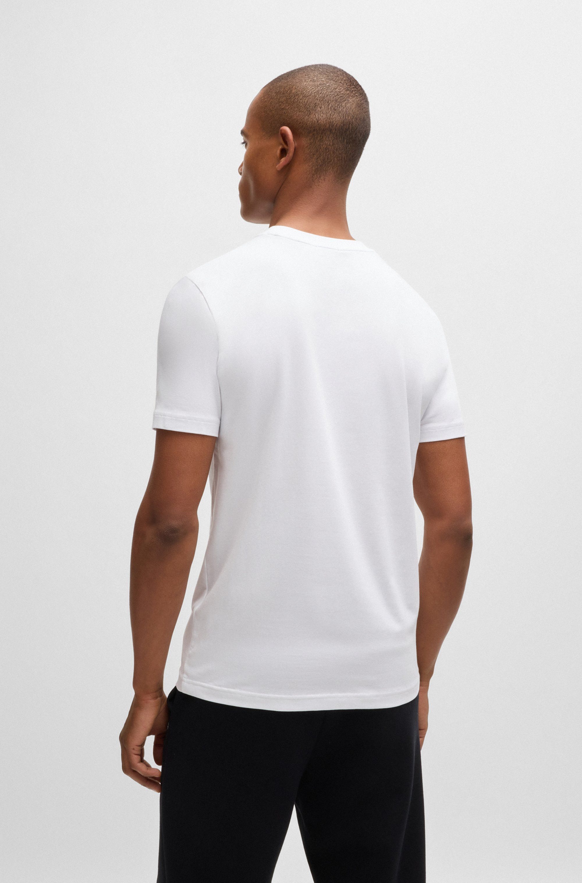 BOSS GREEN Shirt met ronde hals Thee met gegomd contrast-logo