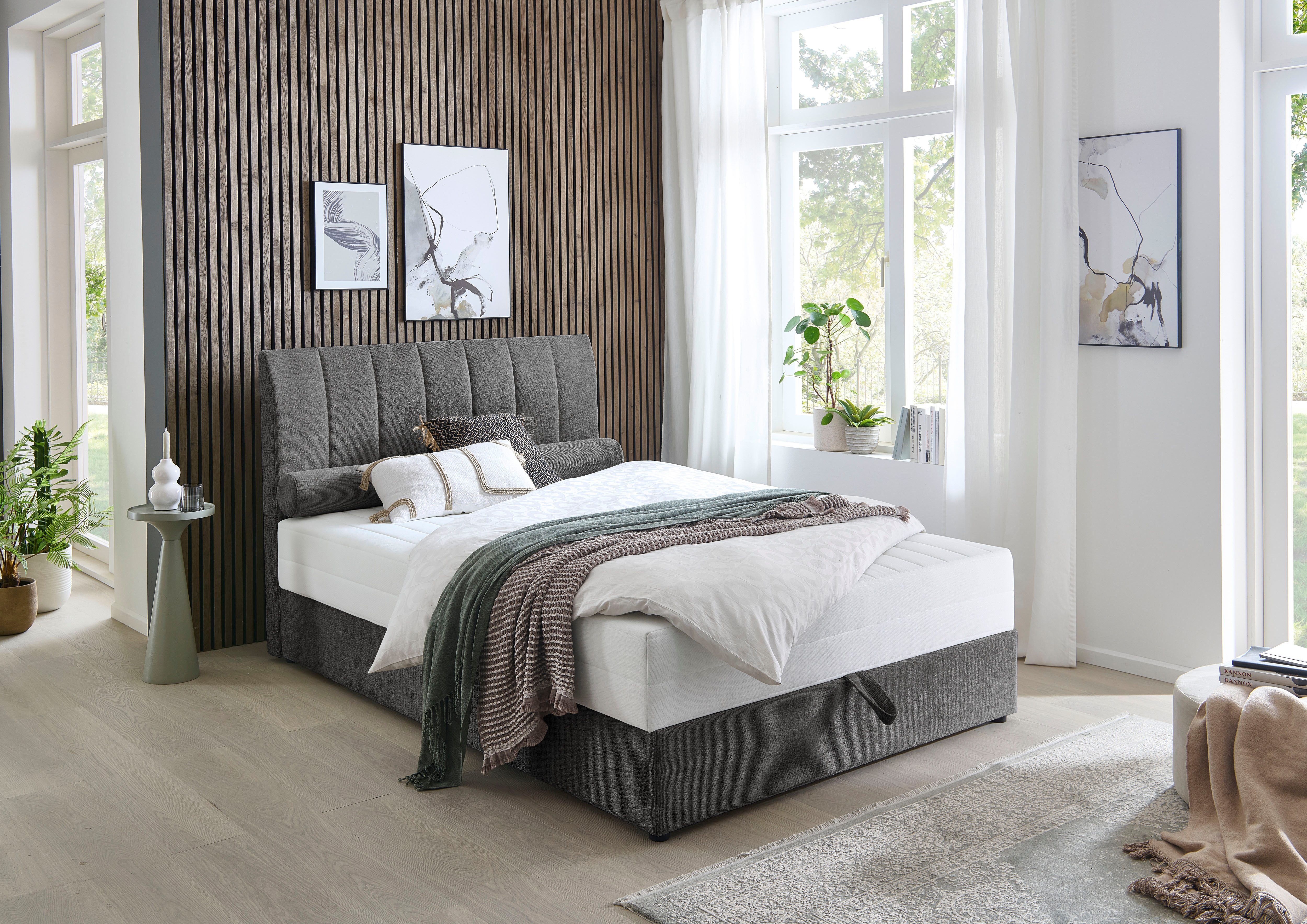 ATLANTIC home collection Boxspring ALISIA Met pocketvering, bedlade en kussenrol in originele bekleding