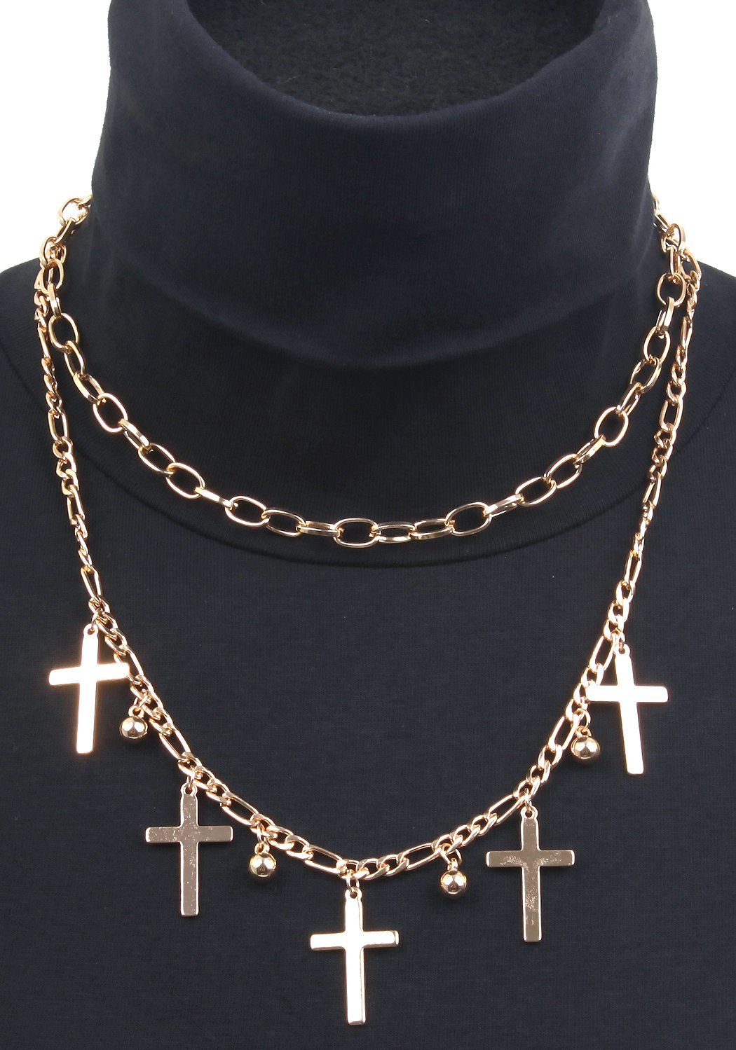 Firetti Ketting met hanger Halsketting schakelketting kruis 2-rijige