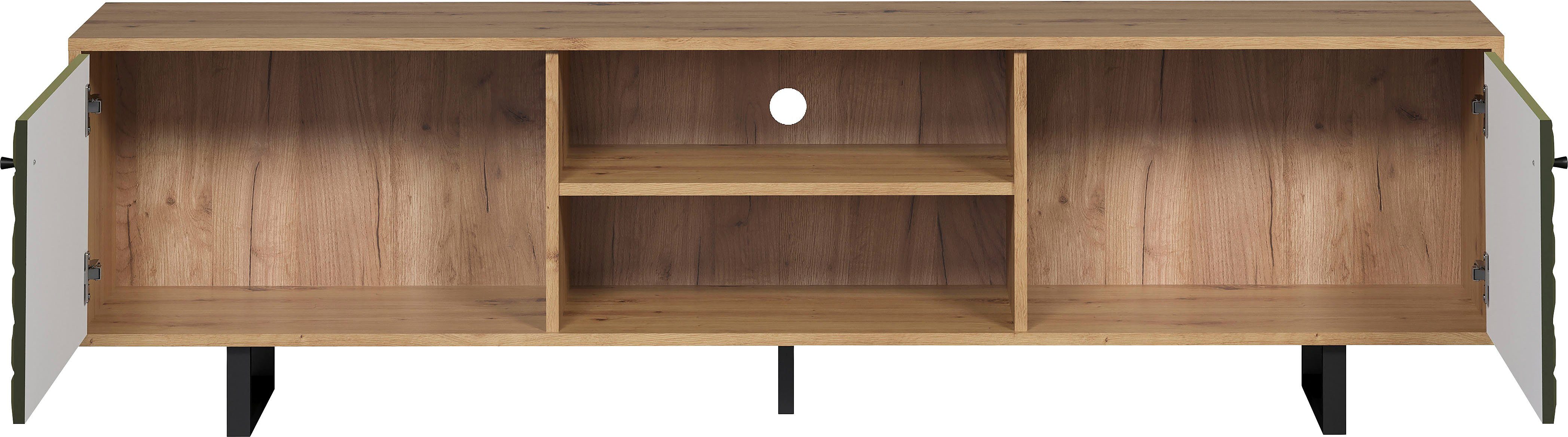Places of Style Tv-meubel Ferretti TV-tafel met bijzondere frezing - poten en grepen van metaal
