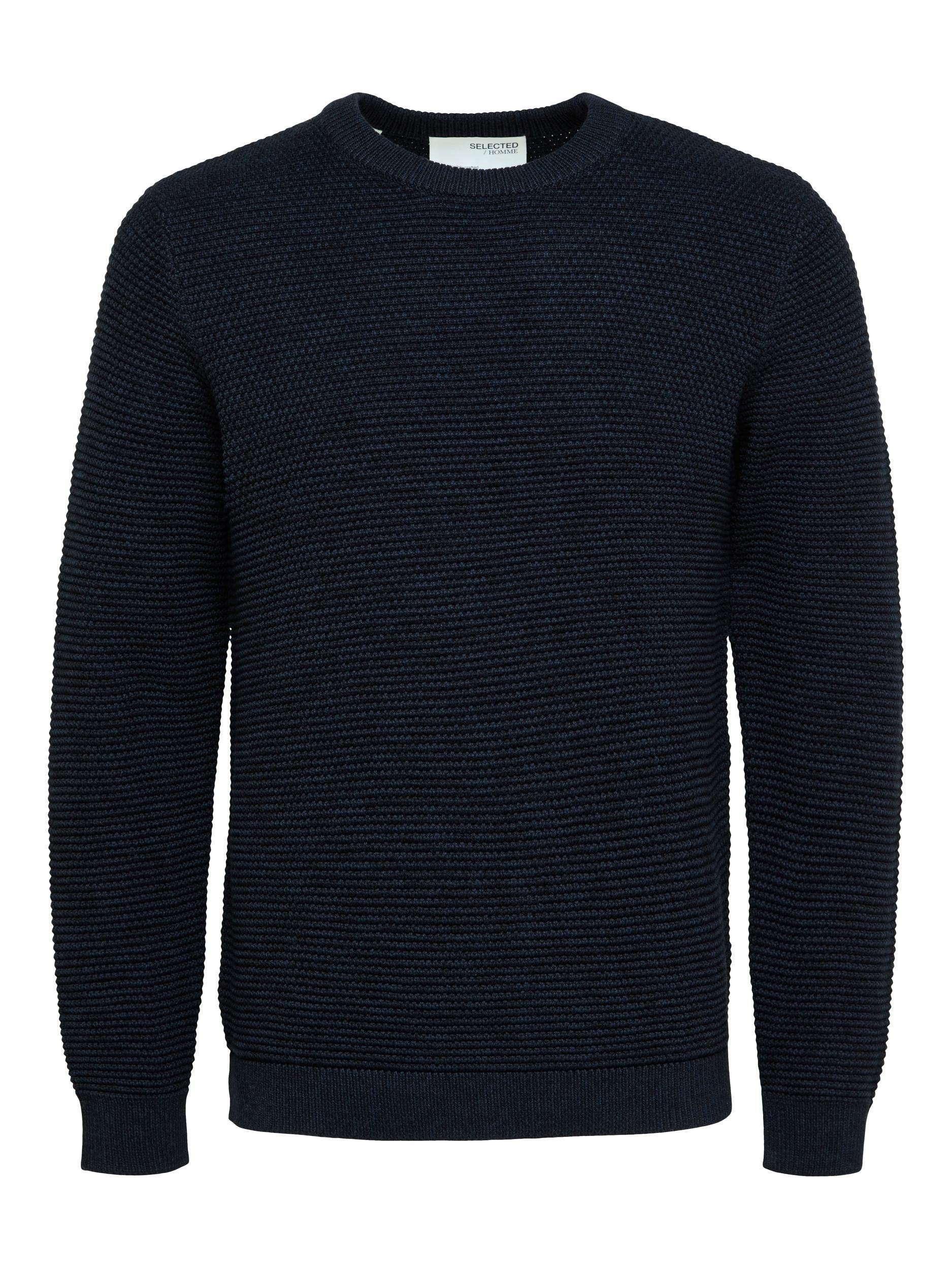 SELECTED HOMME Trui met ronde hals SLHVINCE LS KNIT BUBBLE CREW NECK NOOS