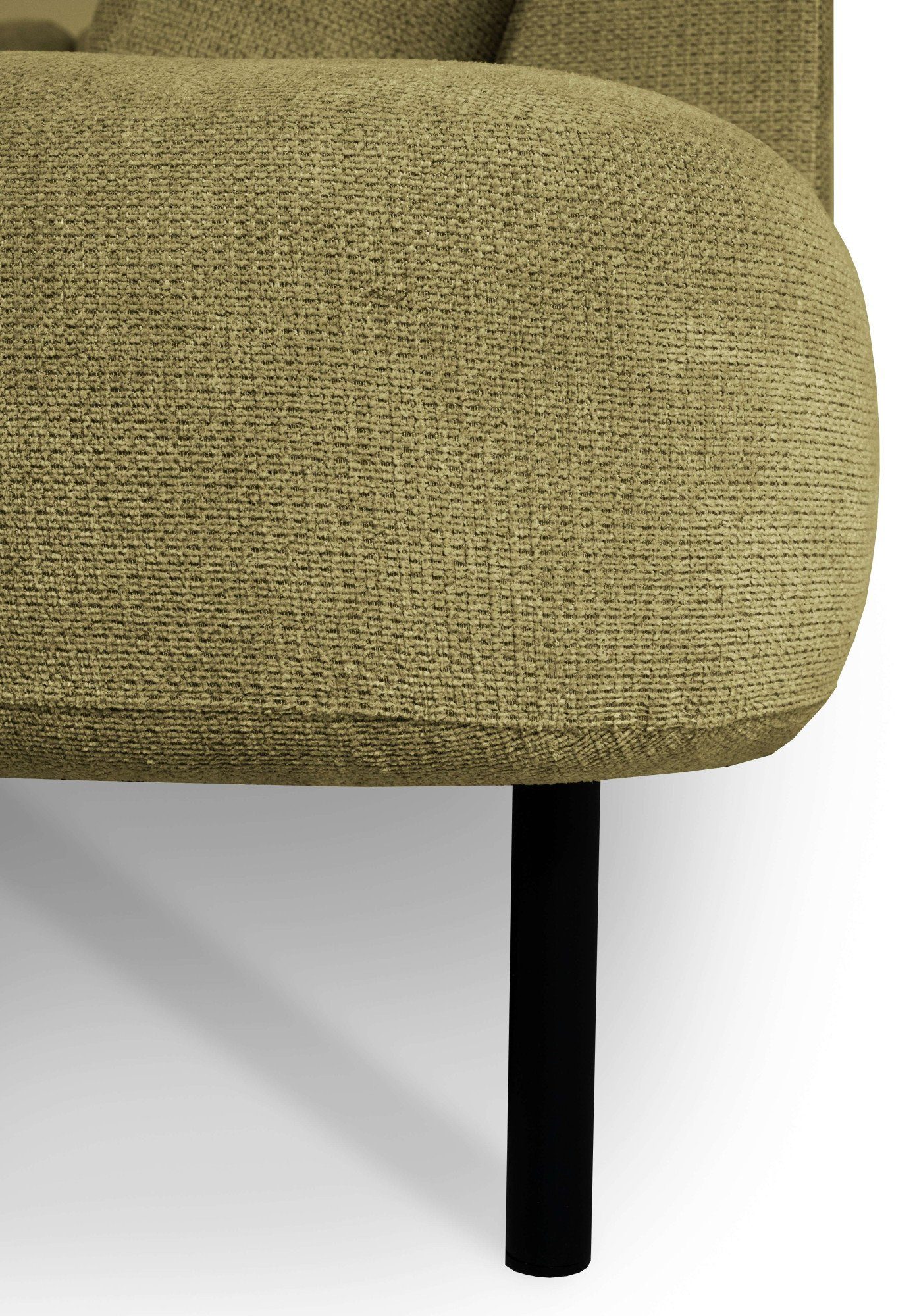 Places of Style Zithoek Cesola in zachte chenille-stof, breedte 327 cm, met zwarte metalen poten