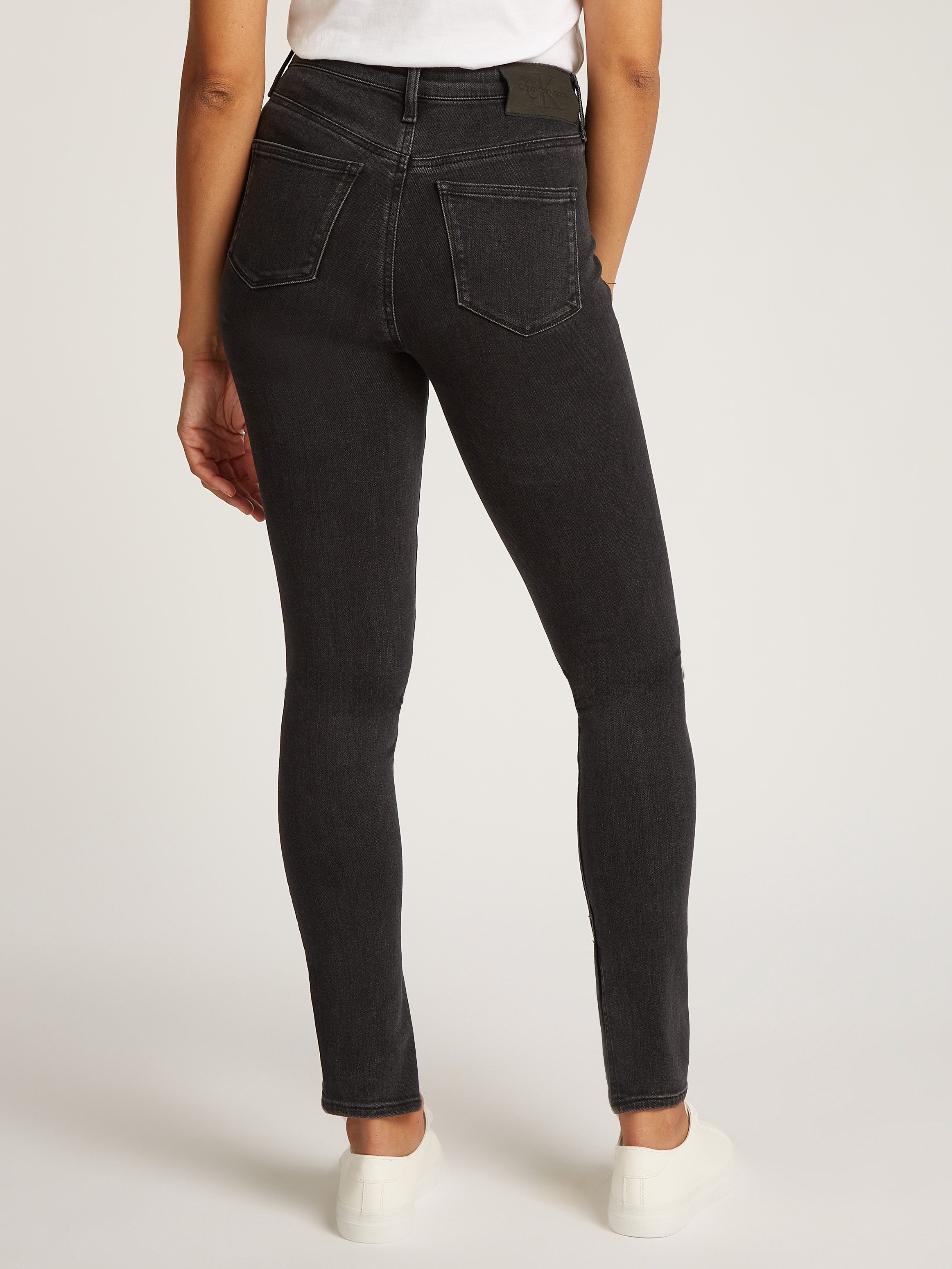 Calvin Klein Skinny fit jeans High rise super-skinny met stone-wash look, met muntzakje