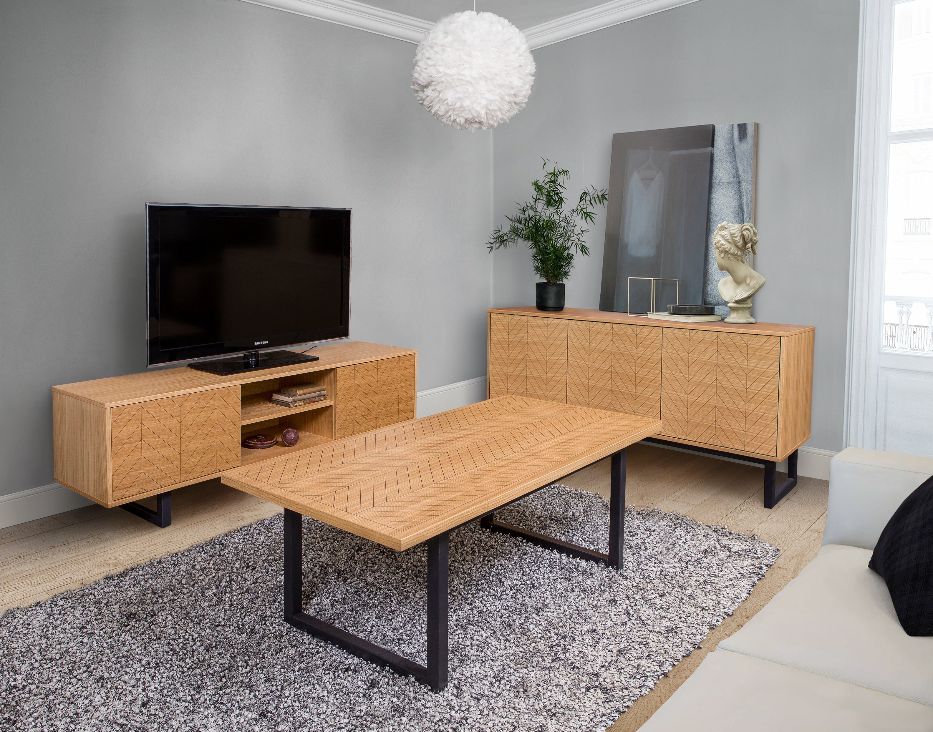 andas Tv-meubel Commode met bijzondere print, push-to-open functie