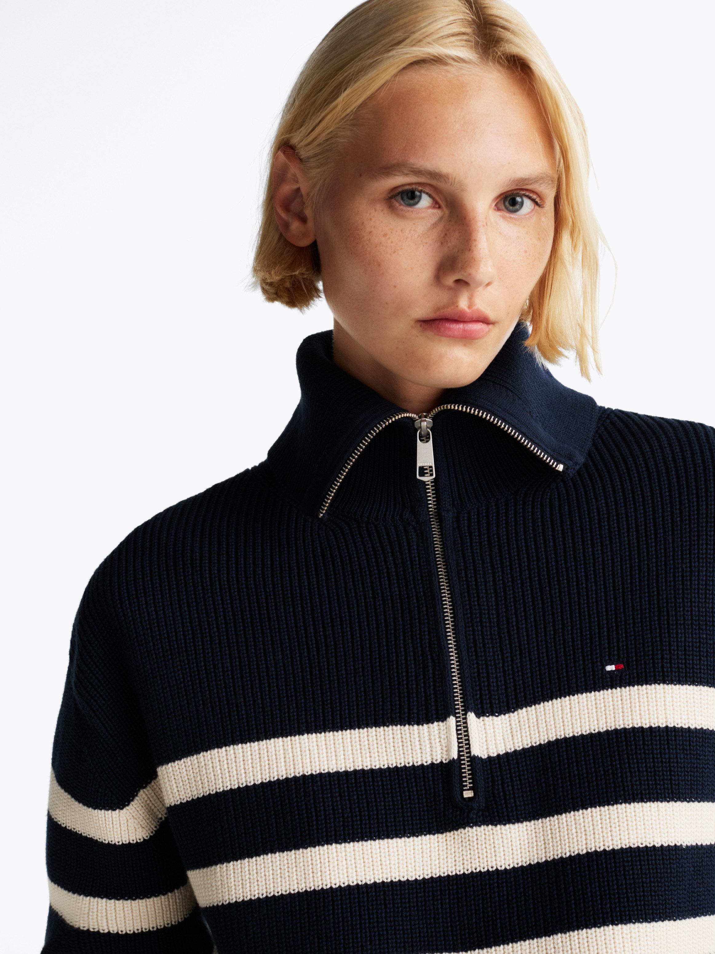 Tommy Hilfiger Schipperstrui CO CARDI STITCH 1/2 ZIP SWEATER