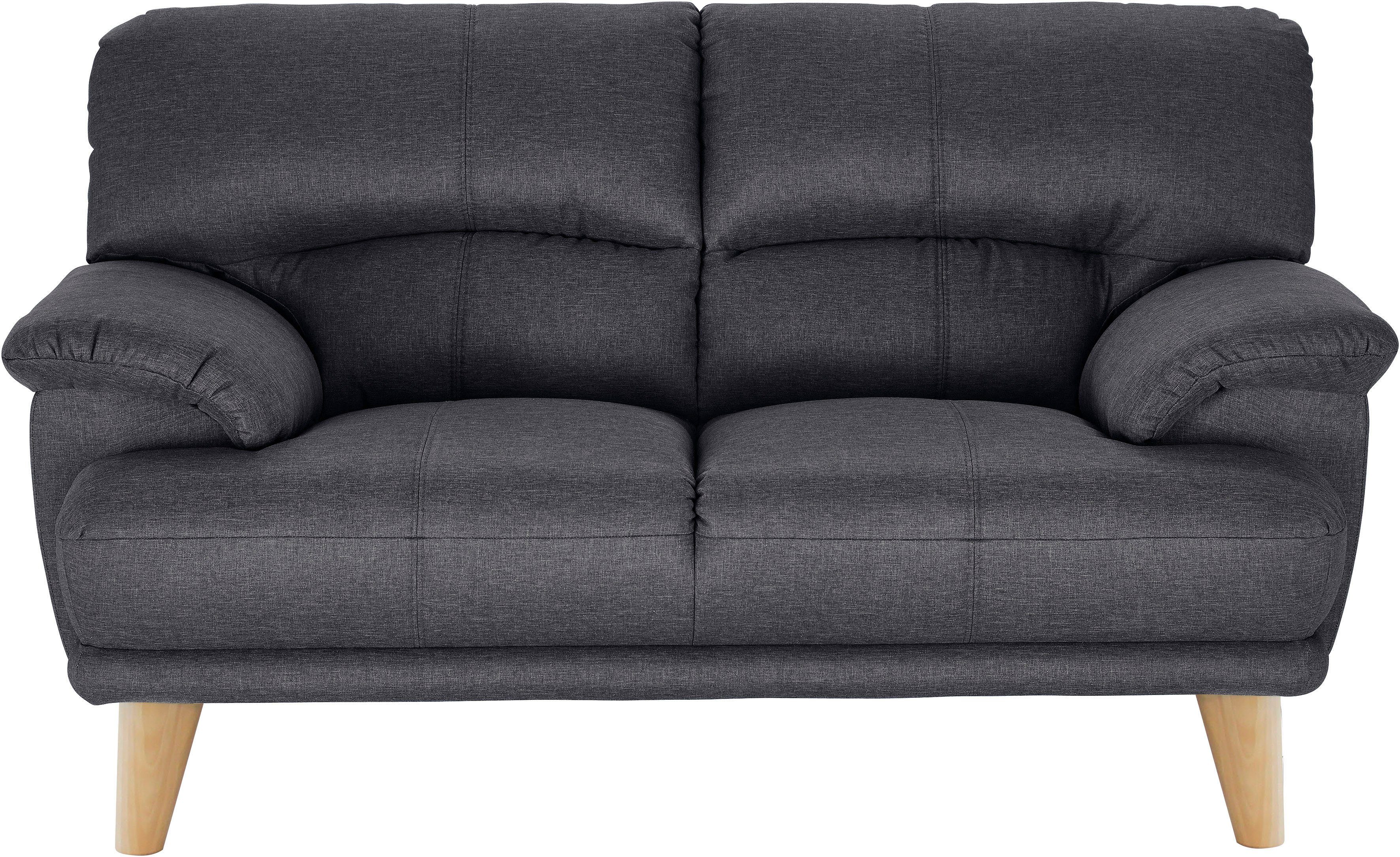 TRENDMANUFAKTUR 2-zitsbank Cecilia, Italiaans design, geweldige details hoog zitcomfort en extra comfortabele armleuningen grijs, 2-zitsbanken, 162 cm