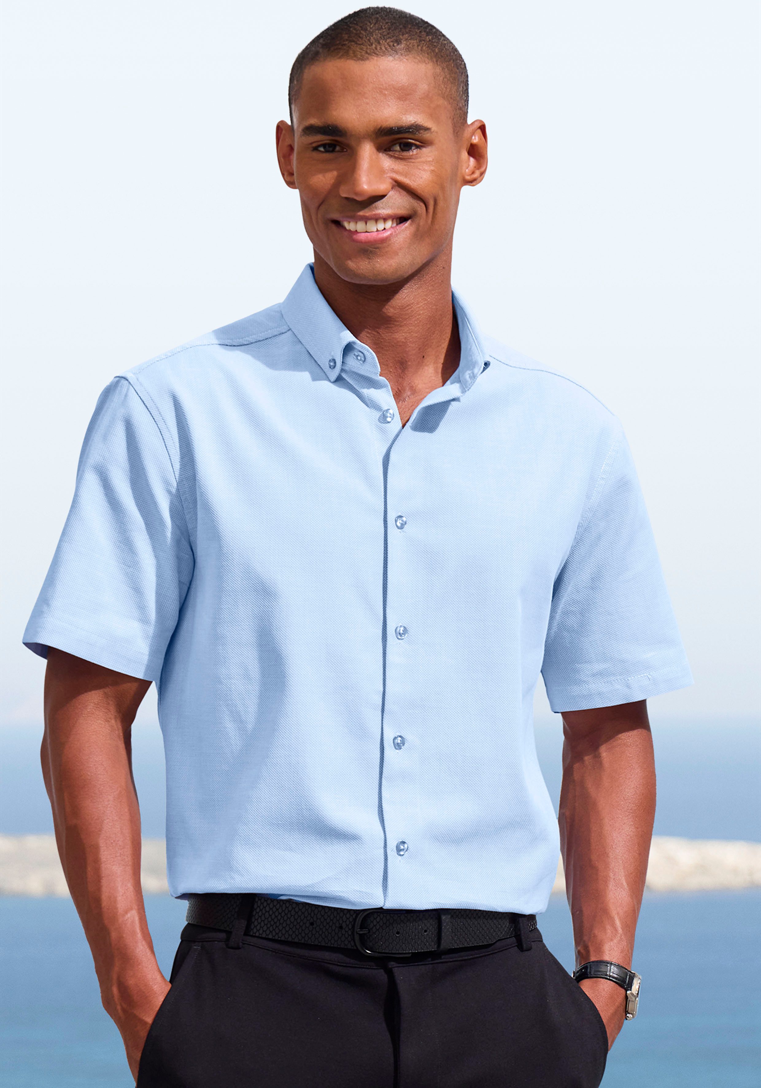H.I.S Overhemd met korte mouwen Regular fit in hoogwaardige structuur-look