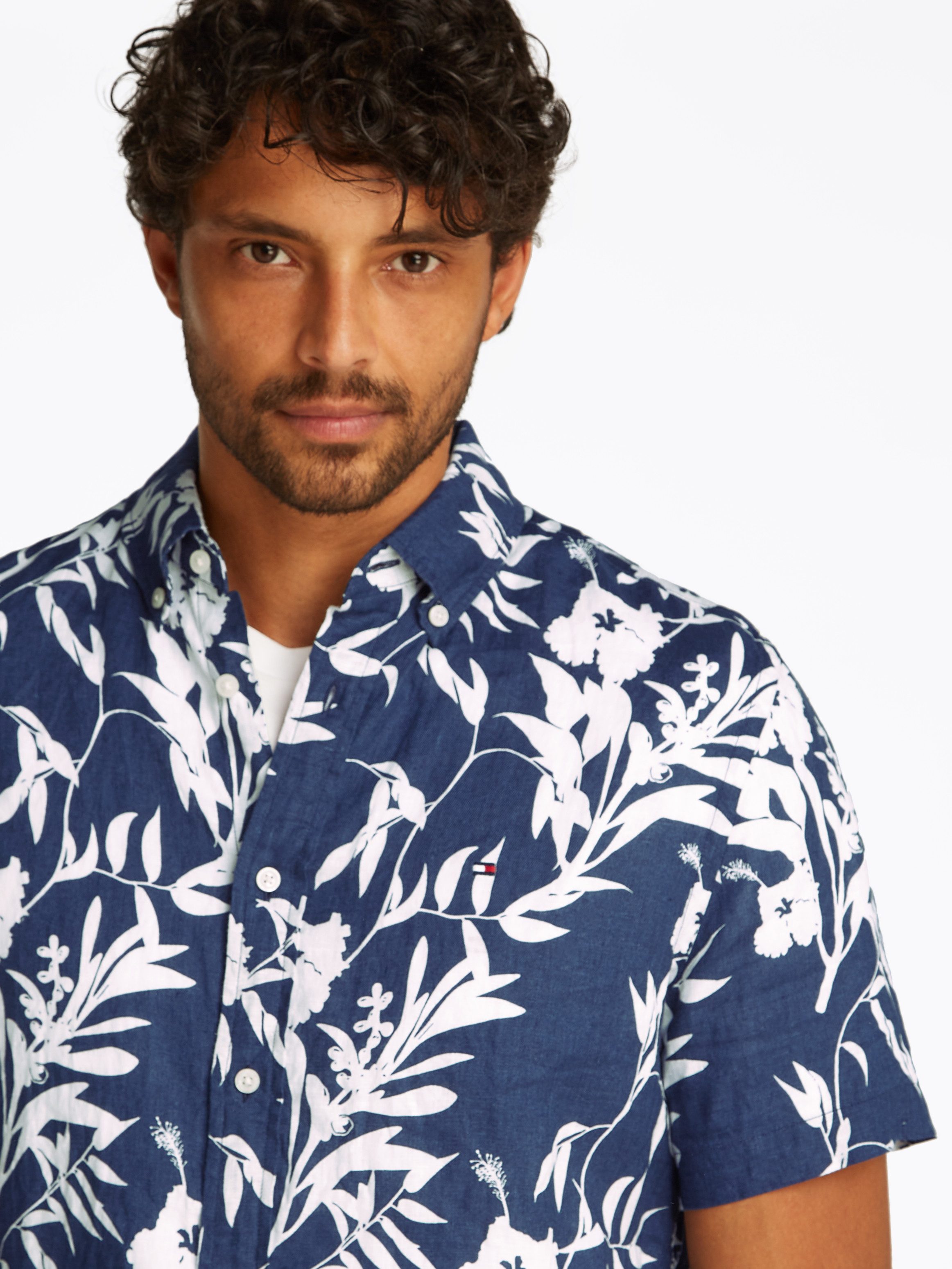 Tommy Hilfiger Linnen overhemd LINEN TROPICAL PRT SS RF SHIRT